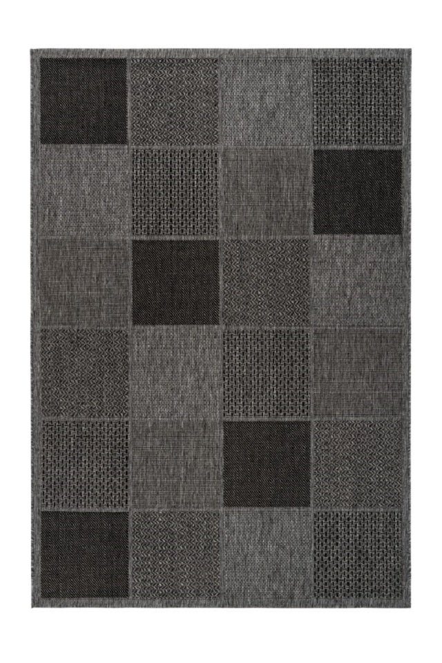 Indoor, Design, robust silberfarben, Rechteckig, modern Outdoor, Teppich Flachgewebe, Höhe: mm, 7 LALEE, Teppich pflegeleicht, kariert,