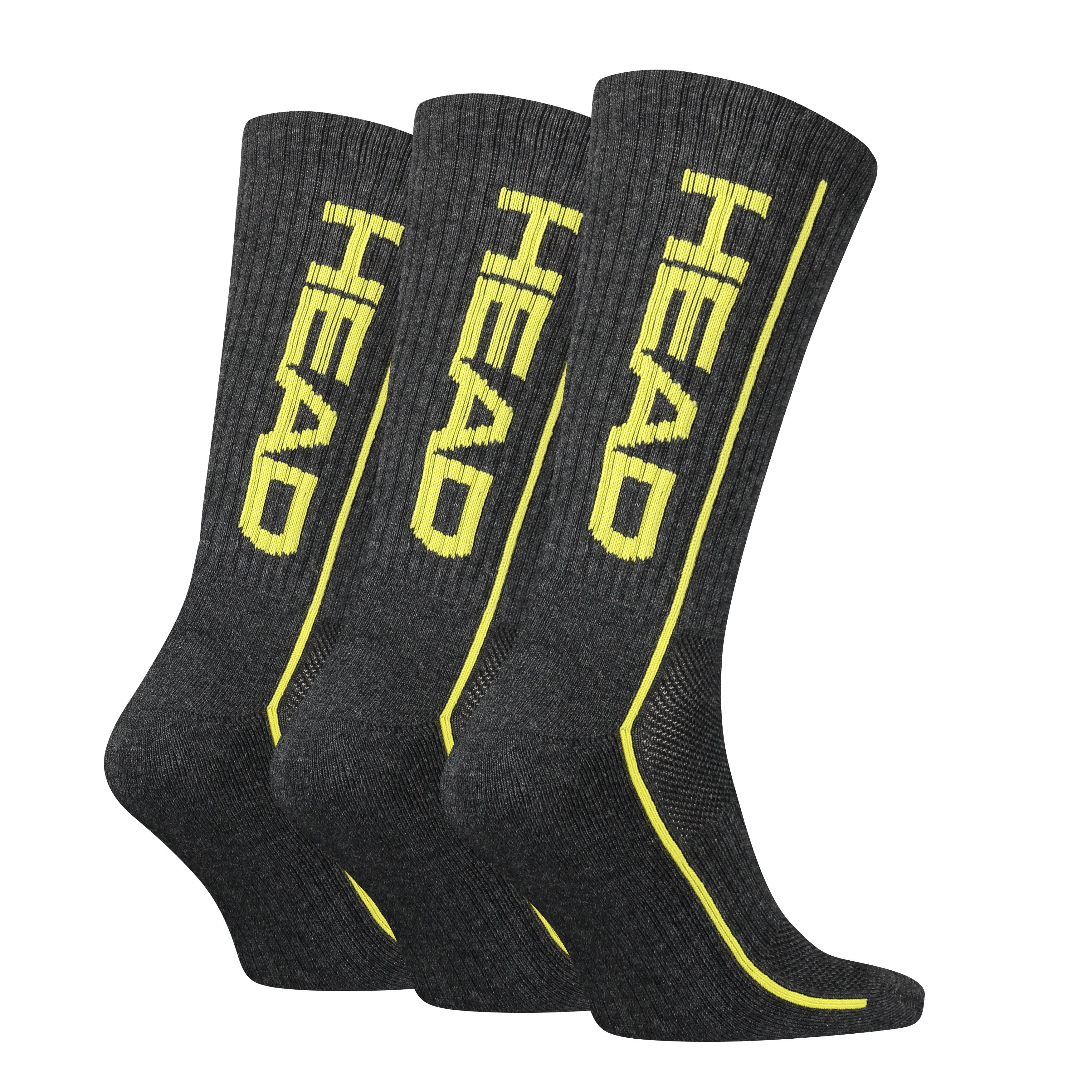 DarkGrey/Lime Head Performance Freizeitsocken 9er Socken (9 Polsterung Sportsocken unisex im Head Paar) Pack Fußbereich
