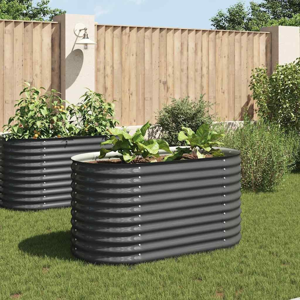 vidaXL Hochbeet Garten-Hochbeet 160x80x81 cm Verzinkter Stahl Grau (1 St)