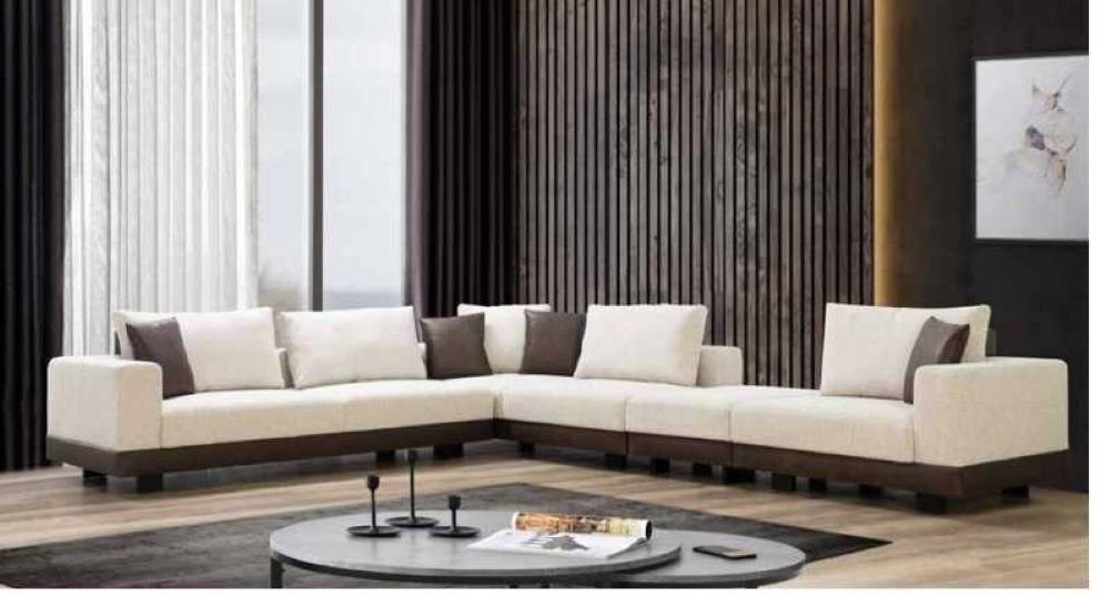 JVmoebel Ecksofa Wohnzimmer Ecksofa Luxus L-Form Couch Textil Möbel Holzgestell, Made in Europa