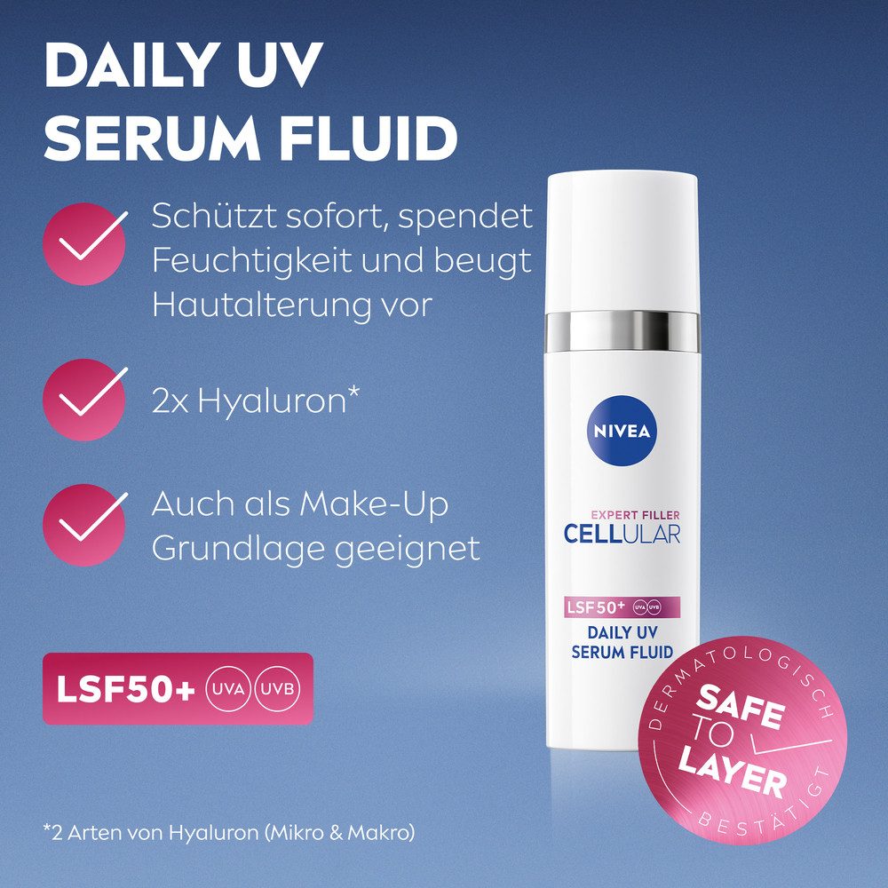 NIVEA Cellular Expert Filler Daily UV Serum Fluid LSF 50 Gesichtsfluid · 30 ml – Bild 2 von 5