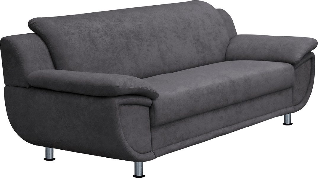TRENDMANUFAKTUR 3-Sitzer Rondo, Breite 207 cm, breite Armlehnen, Füße chromfarben, wahlweise mit Federkern, pflegeleichte Bezügen, Unser Dauertiefpreis