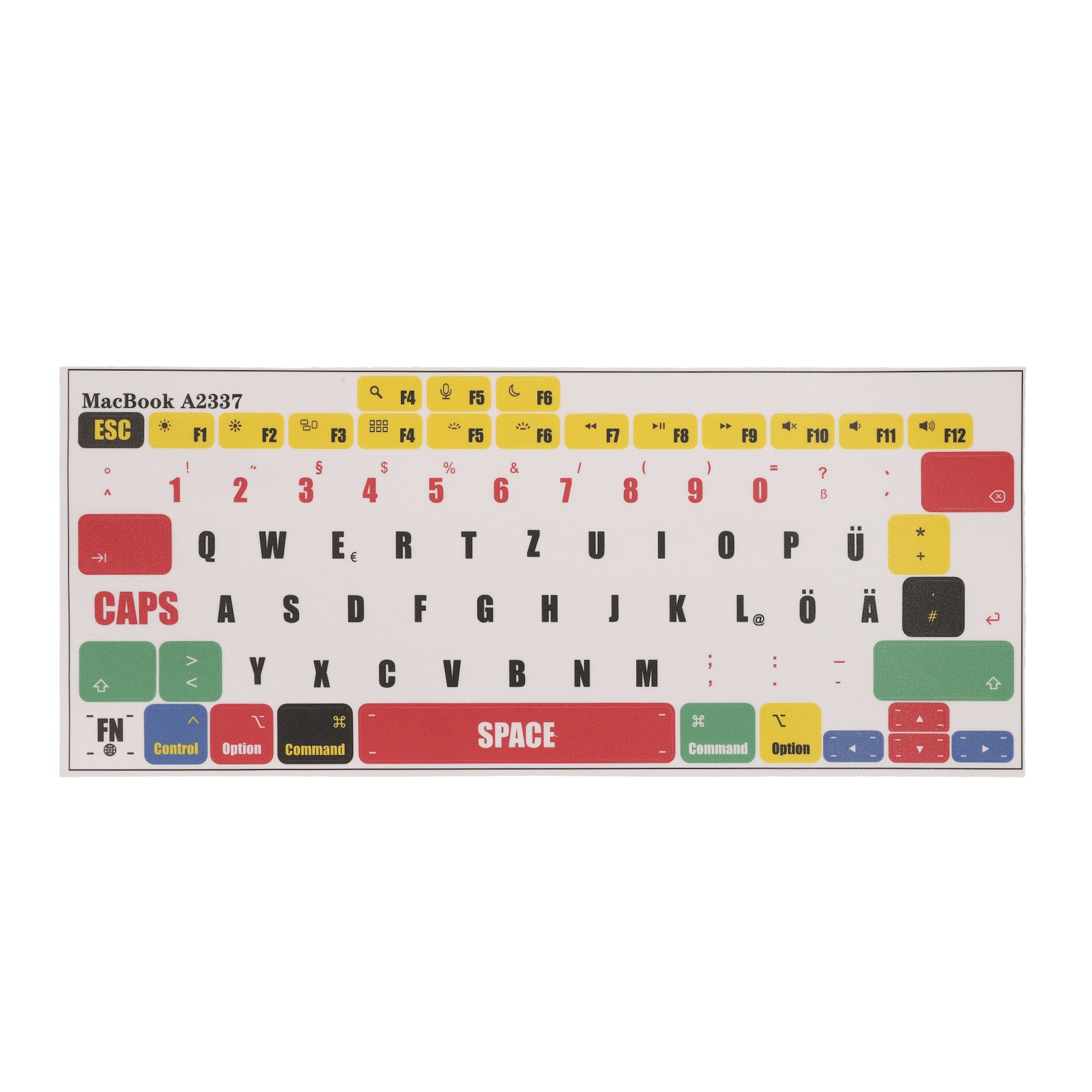 kwmobile Etui Apple MacBook Air 13 M1 (A2337) Sticker, Keyboard Sticker - Farb-Aufkleber für Deutsche QWERTZ Tastatur