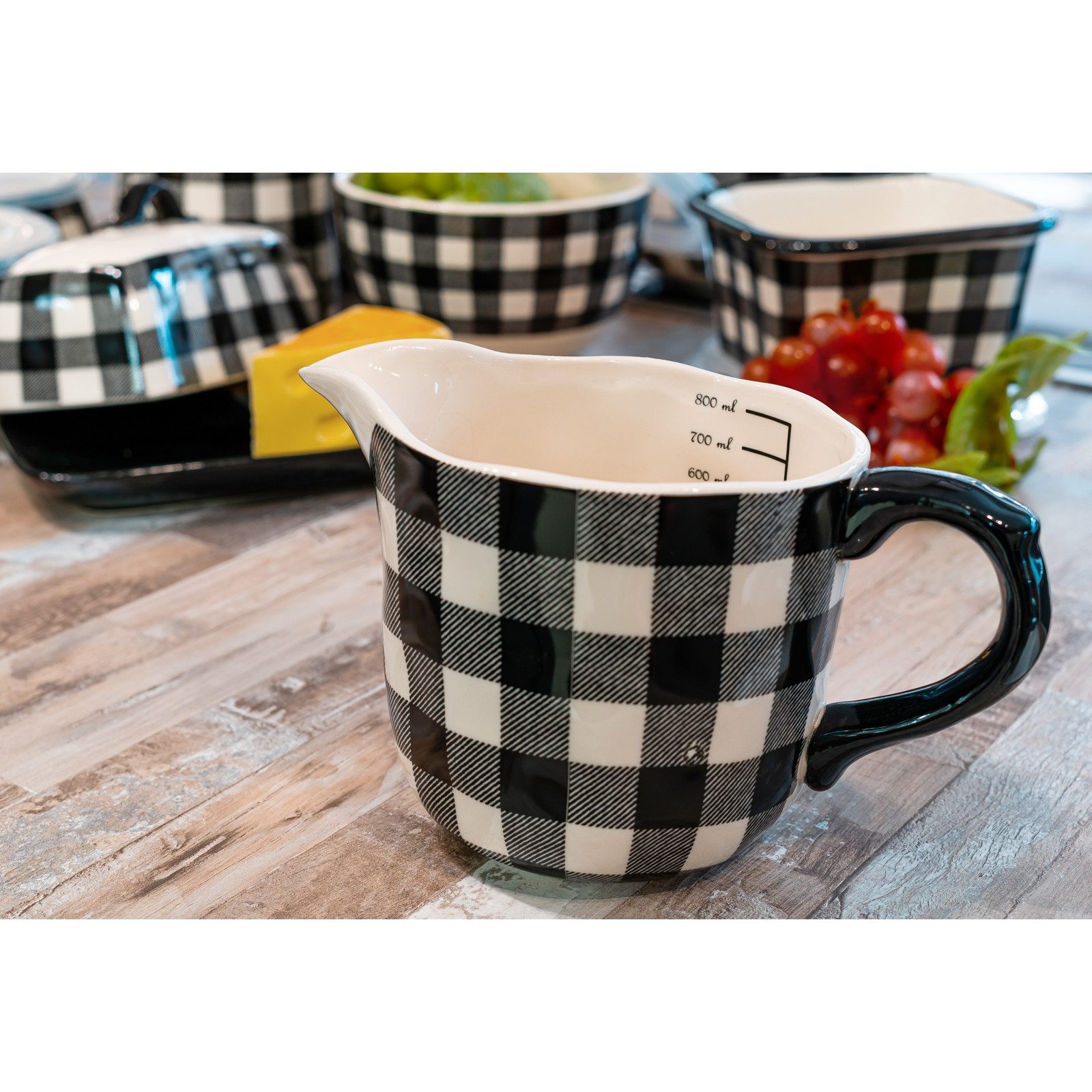 Neuetischkultur Milchkanne Milchkrug aus Keramik 800 ml Squares, 0.8 l, (Stück, 1-St., 1 Krug), Kanne Serviergeschirr