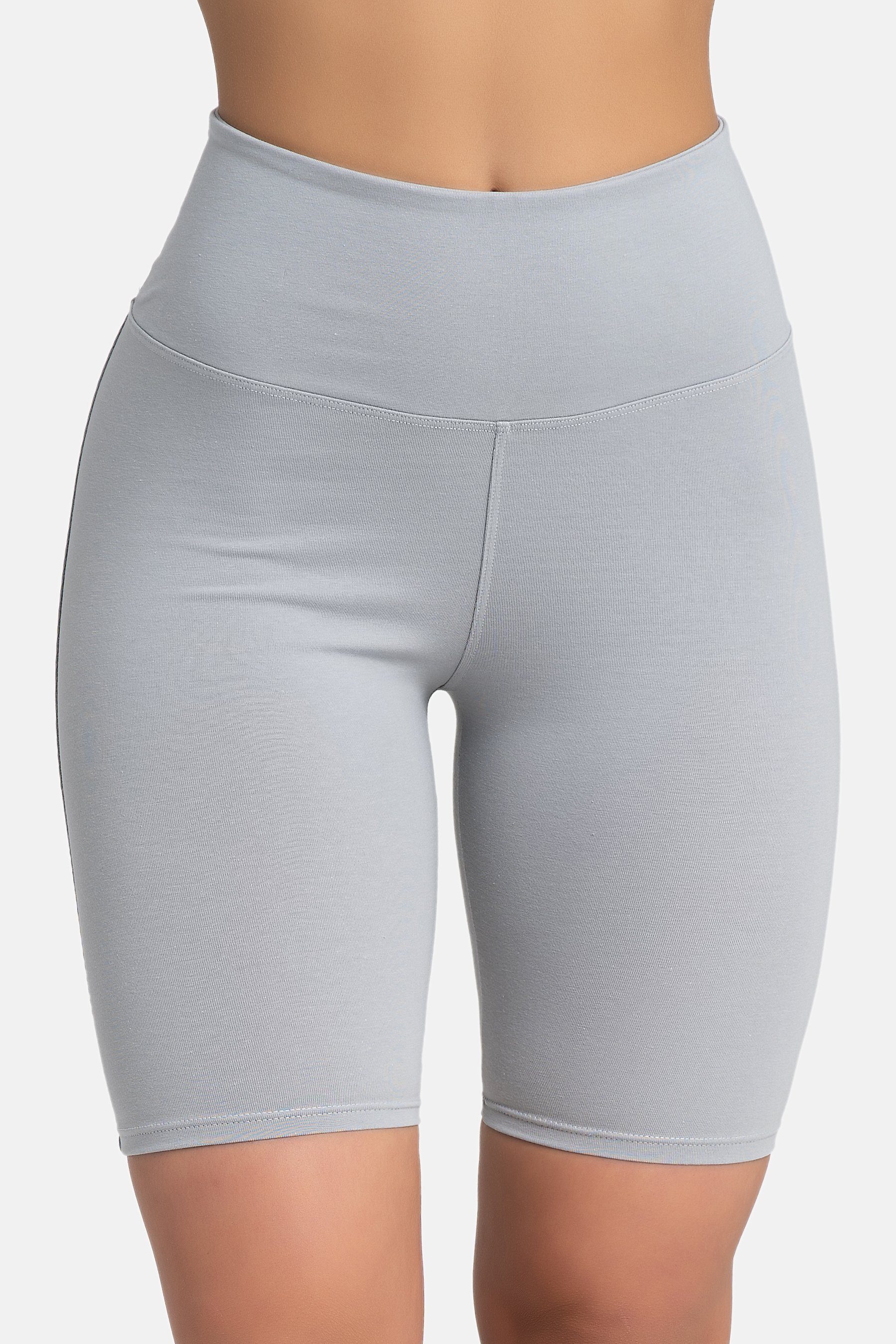 Leggings Baumwolle grau Evoni Sport Damen Highwaist kurz für