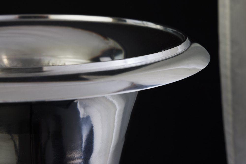 75cm Deko · · St), · Bodenvase (1 riess-ambiente Standvase Pokal-Design Dekovase GOAL silber