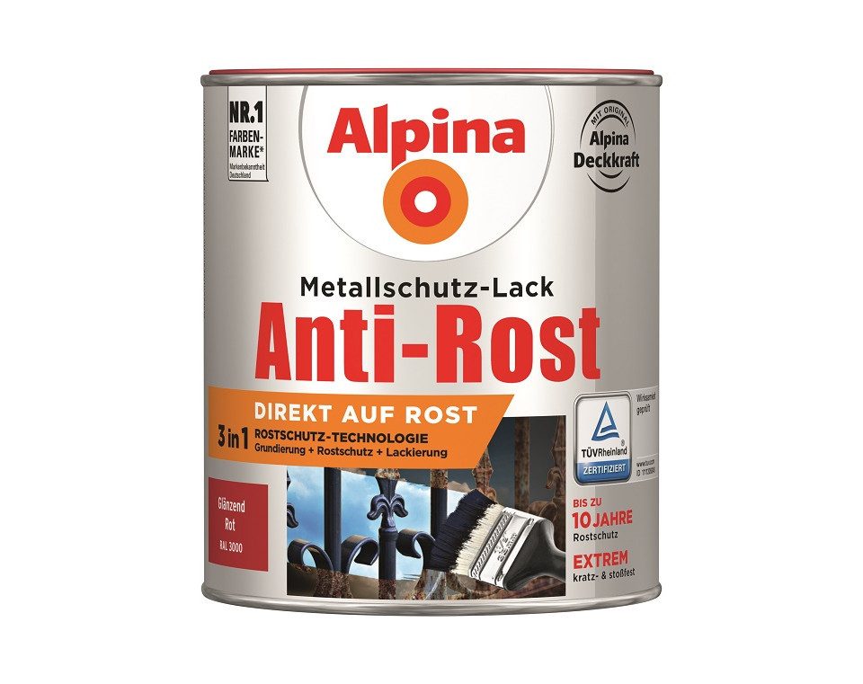 Alpina Metallschutzlack Alpina Metallschutz-Lack Anti-Rost 750 ml rot