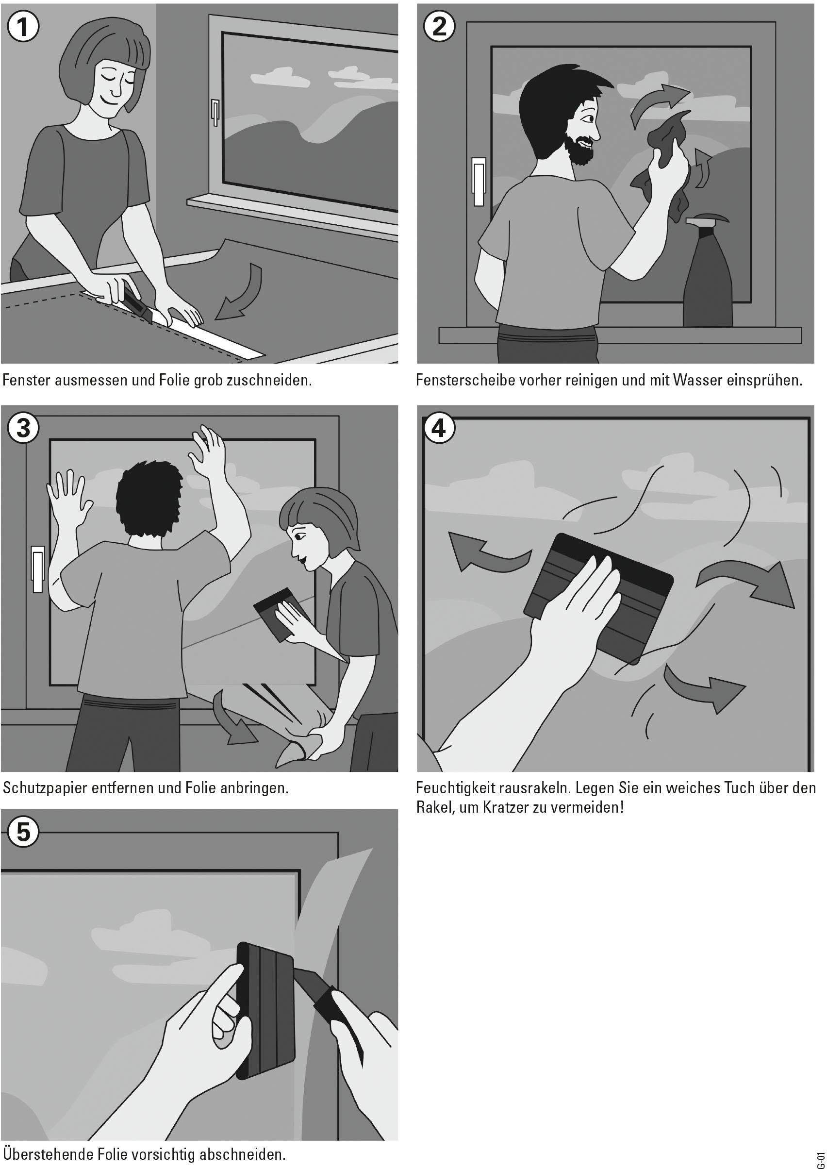 GARDINIA Fensterfolie, blickdicht, glatt, 90% UV-Schutz