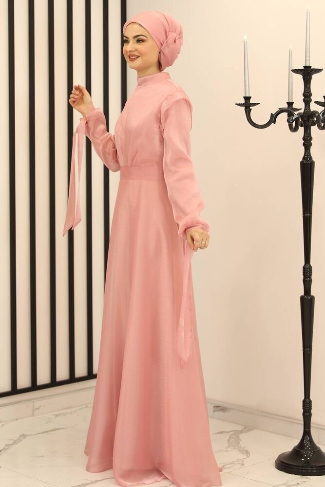 Blickdicht Abaya Abiye Kleid Abendkleid Fashion glänzend Rosa Modest Abendkleid Hijab Damen Modavitrini