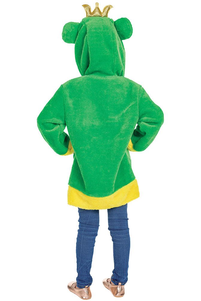 Karneval-Klamotten Kostüm Frosch Kinder Mädchen Kapuzenkleid Plüsch, Kinderkostüm Froschkleid Tier Mädchenkostüm Karnevalskostüm
