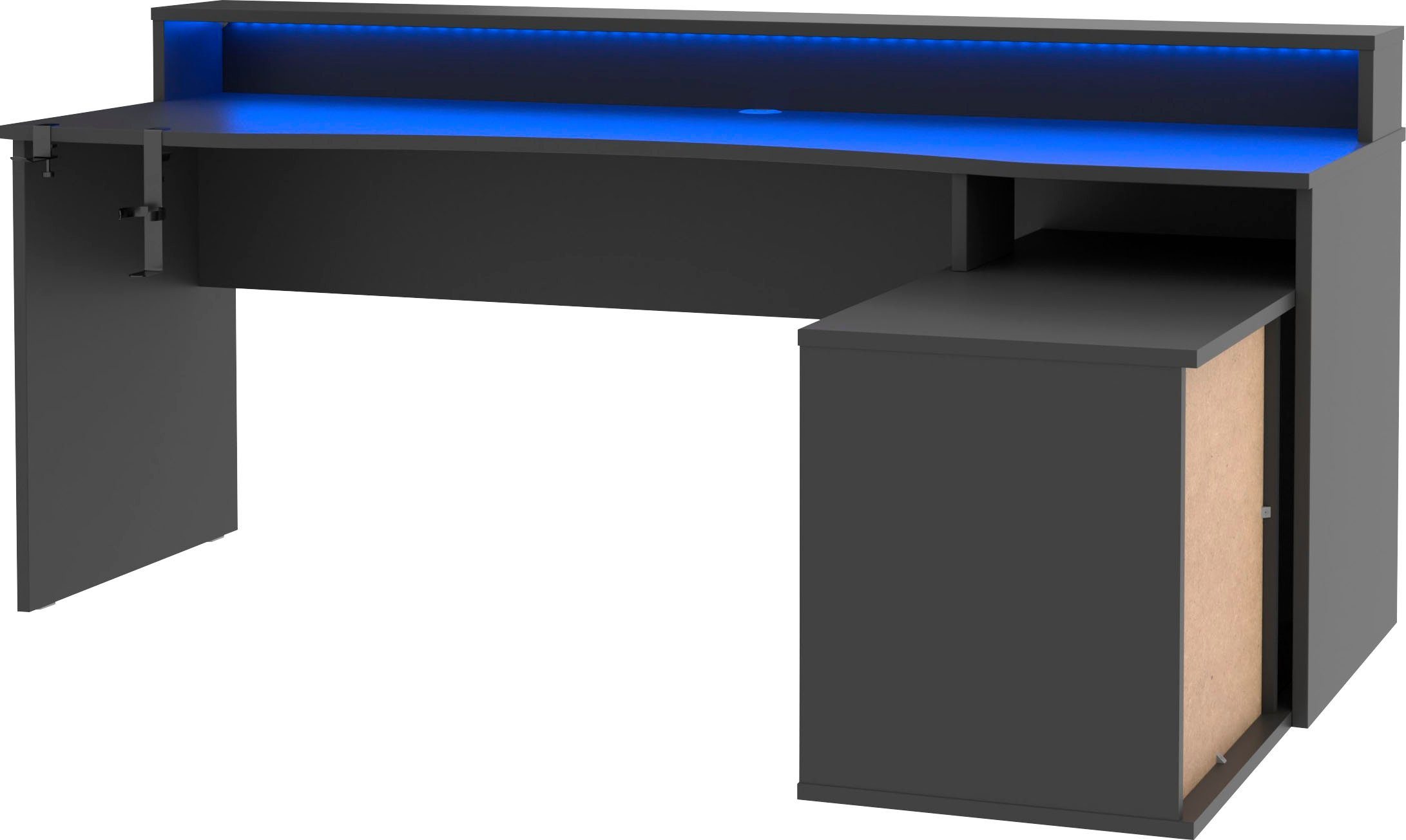 FORTE Gamingtisch Tezaur, Eckschreibtisch mit RGB-Beleuchtung, Tower rechts günstig online kaufen
