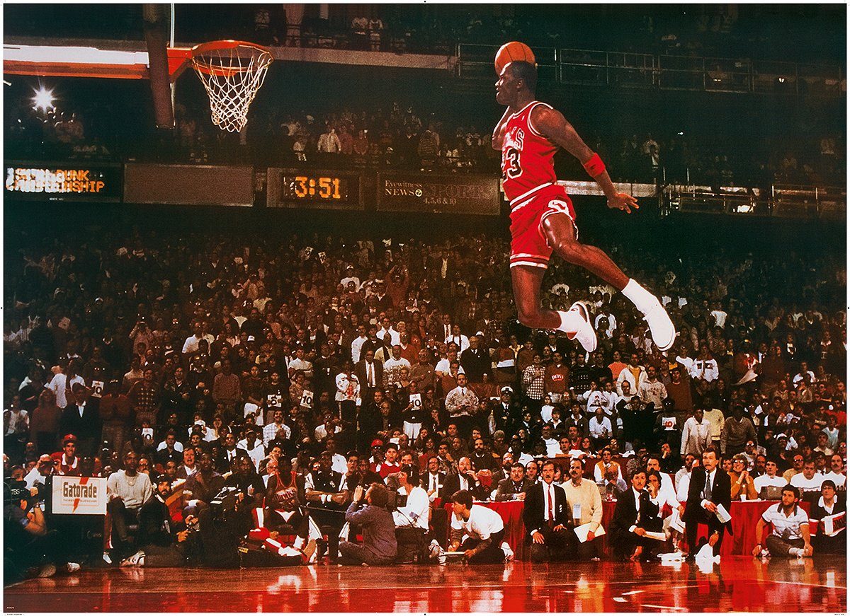 Close Up Poster Michael Jordan XXL Poster Slam Dunk Contest 137,5 x 99,5 cm