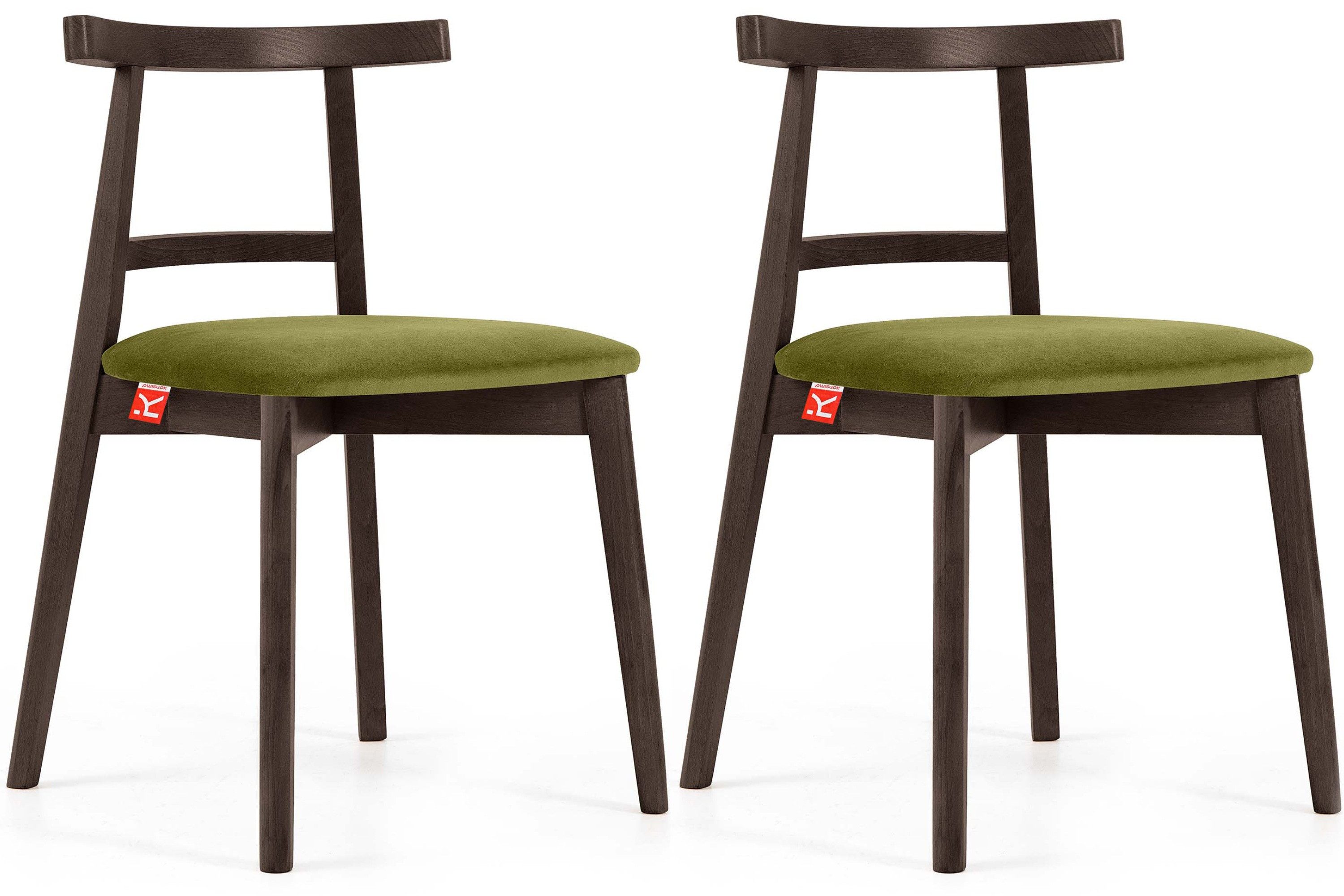 KONSIMO® Esszimmerstuhl Esstischstühle LILIO, Holzstühle, Polsterstühle 2 St., Japandi (dunkle Walnuss), hergestellt in der EU, Buchenholzrahmen, fertigmontiert