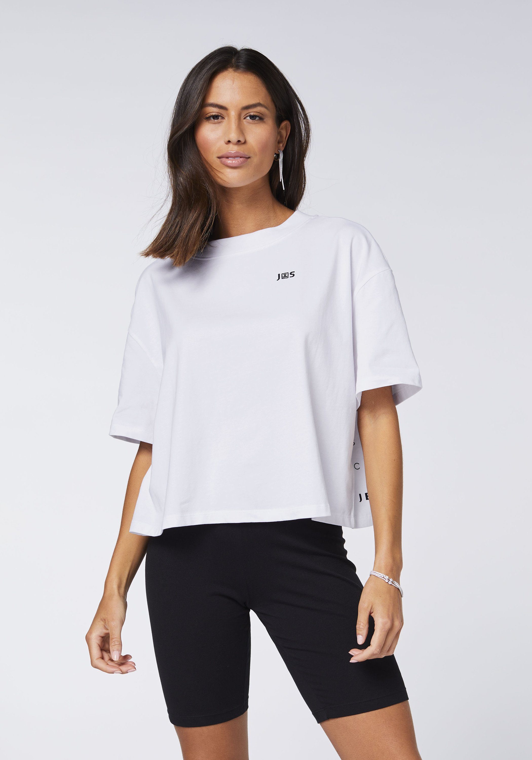 Bright cropped JETTE Print-Shirt 11-0601 in Länge White SPORT