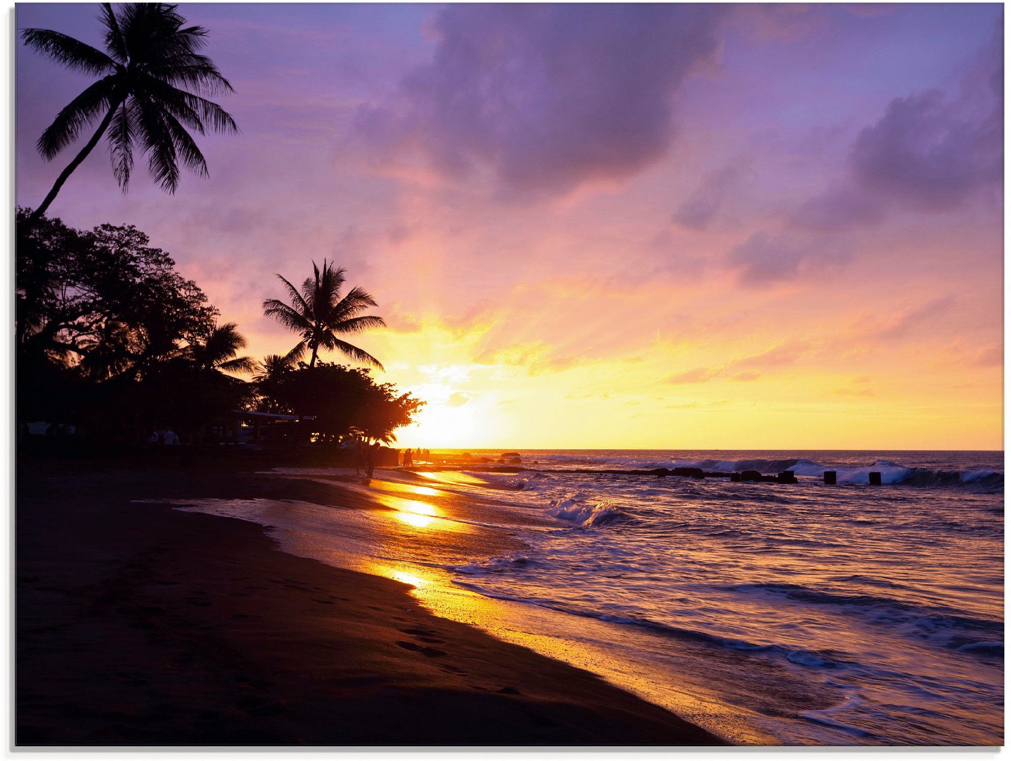 Artland Glasbild Tropischer Strand, Sonnenaufgang & -untergang (1 St), in verschiedenen Größen