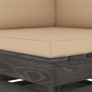 vidaXL Gartenlounge-Set 2-Sitzer Outdoor-Sofa mit Kissen Grau Imprägniertes Kiefernholz