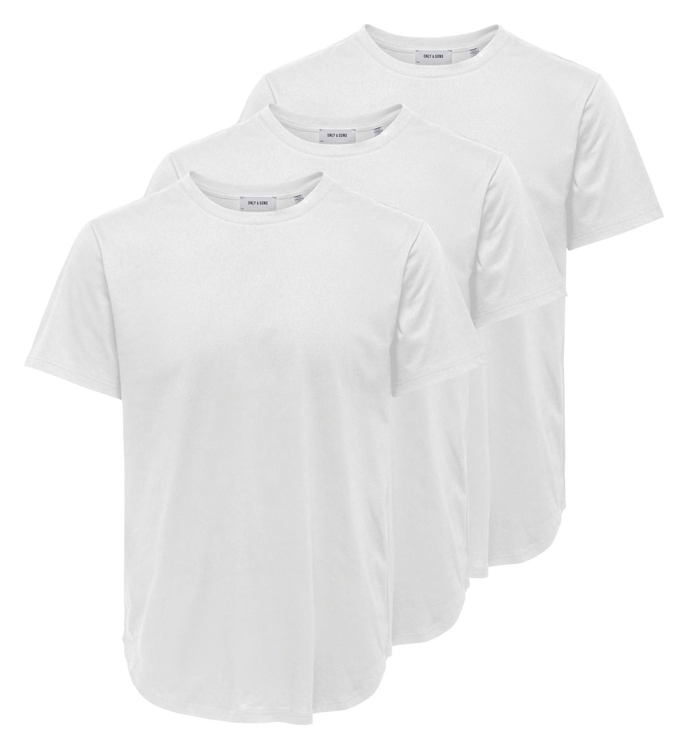 ONLY & SONS Rundhalsshirt ONSJEFF LONGY SS TEE 3-PACK OTL (Packung, 3-tlg)
