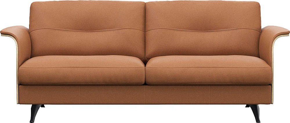 FLEXLUX 2,5-Sitzer Glow Sofa, Couch, Premium-Sitz: Kaltschaum & Federkern, Arml. Walnuss, Fuß schwarz