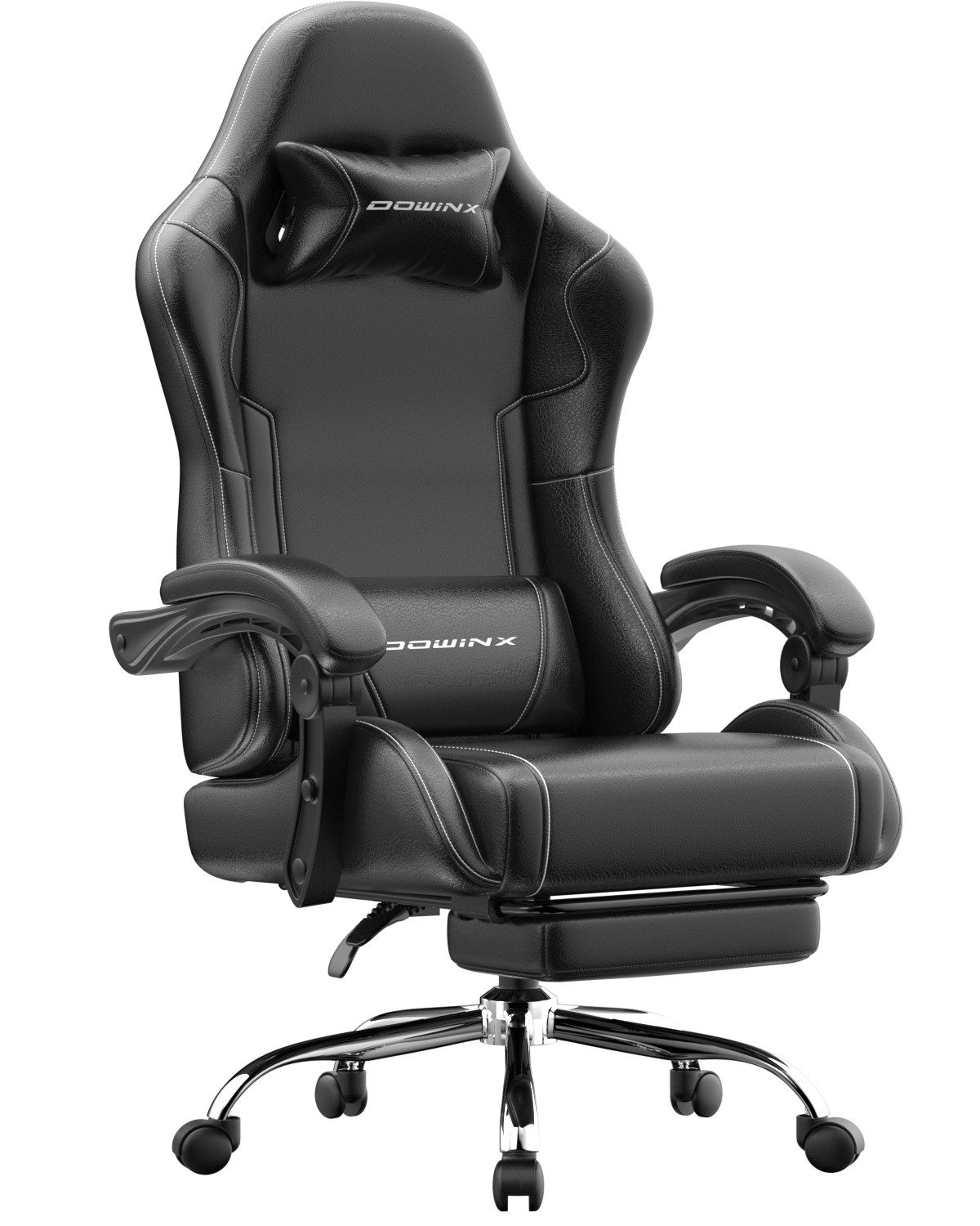Dowinx Gaming-Stuhl Bürostuhl Massage Sessel mit höhenverstellbaren Linkage-Armlehnen (Packung), ergonomischer Gamer Stuhl mit Fußstütze, Gaming Chair bis 180 kg