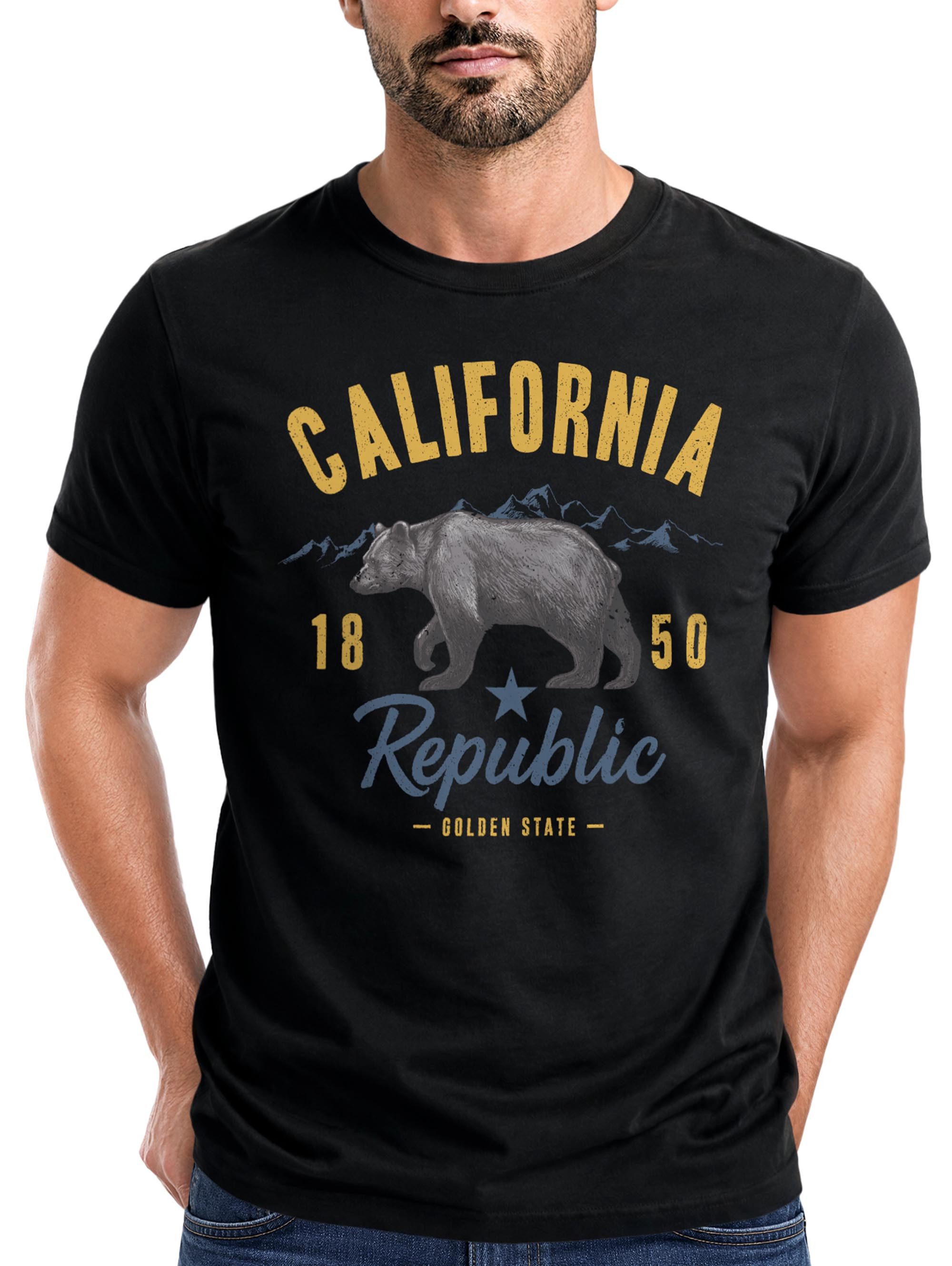 Neverless Print-Shirt Neverless® Herren T-Shirt California Sommer Summer Golden State USA mit Print