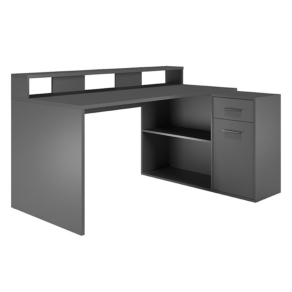 trendteam Schreibtisch Gamer, Büroschreibtisch Eckschreibtisch Möbel Anthrazit 92x160-200x75-115cm
