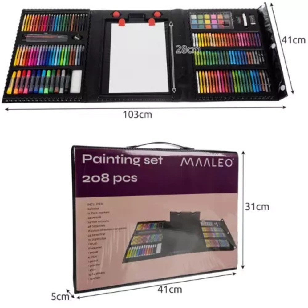 MAALEO Malpalette Malset Malkoffer Set, Enthält Buntstifte, Wachsmalstifte, Ölpastelle, Marker, Aquarellfarben