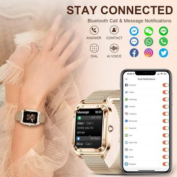 HXQHSTBG Männe & Frauen's Smartwatch (1,59 Zoll, Android / iOS), Mit stilvollem Design, Eleganz, Sprachanrufen und Kamerasteuerung