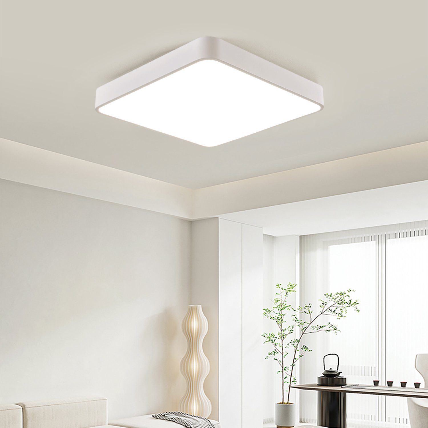 Weiß 3000K integriert, Dünn LED Warmweiß Deckenleuchte JDONG Ultra Modern fest Tageslichtweiß, Deckenlampe, Eckig Flach Lampe, LED