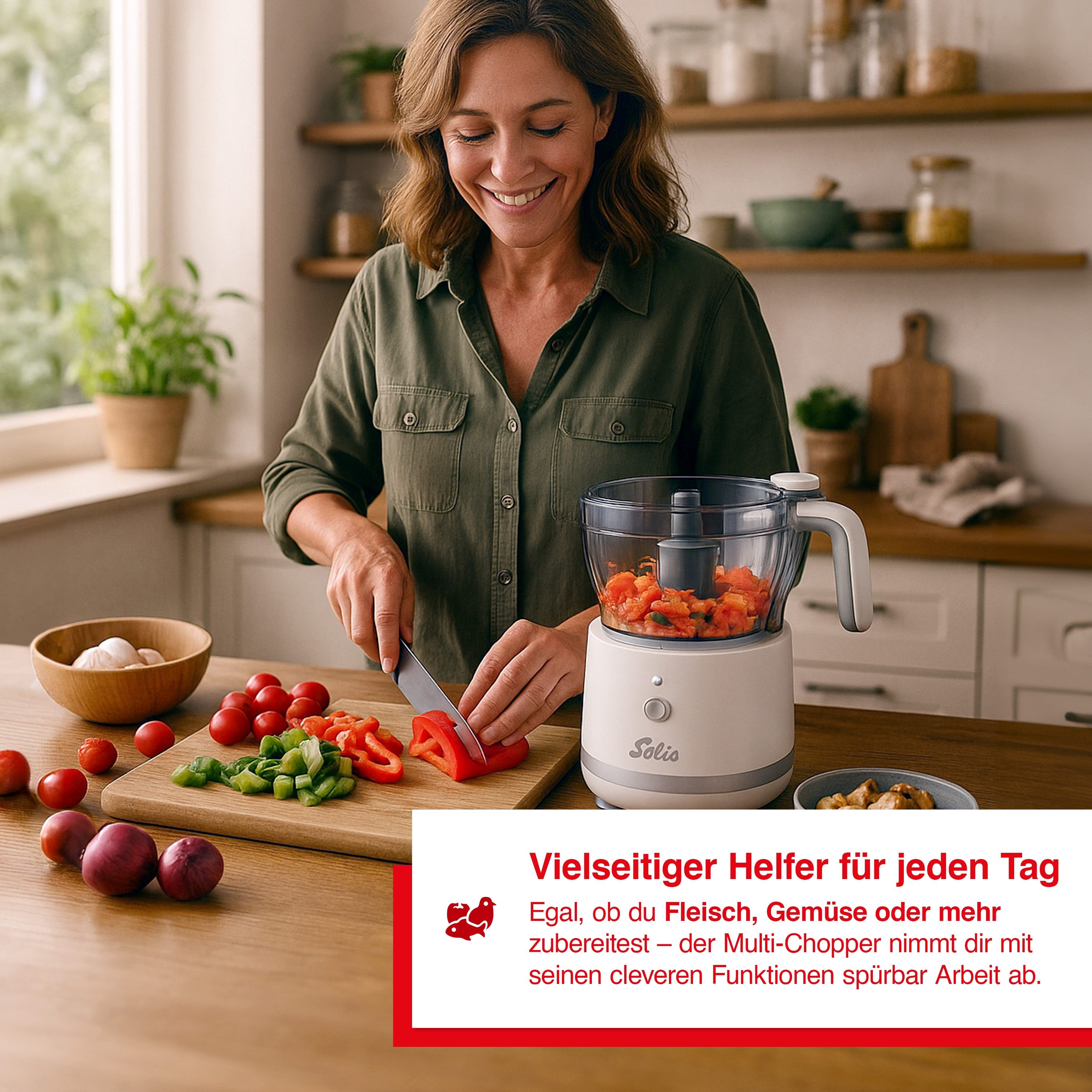 SOLIS OF SWITZERLAND Zerkleinerer Multi-Chopper, Typ 8330, 200 W, Multifunktional, Schlagbesen-Funktion, transparent