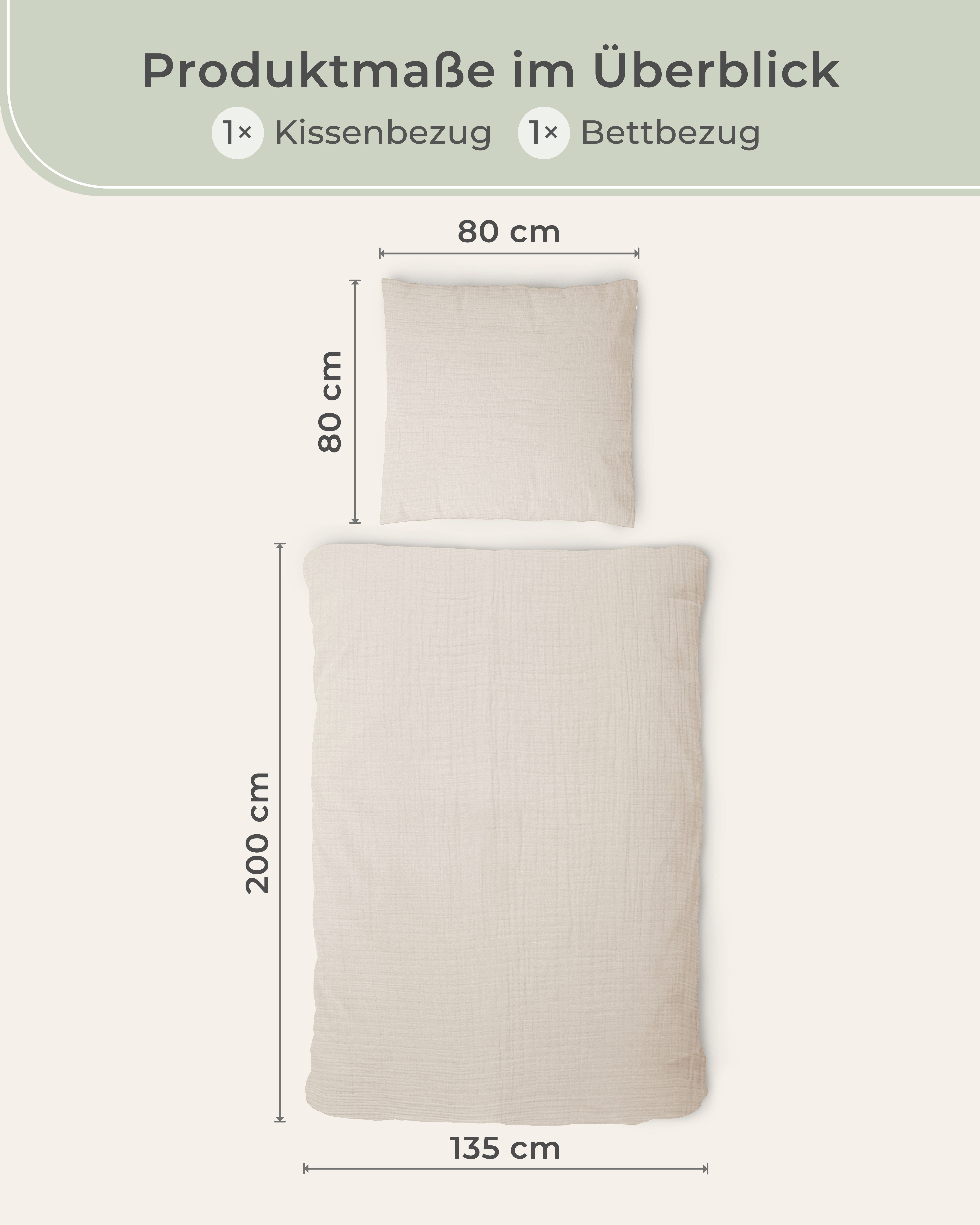 Laynenburg Bettwäsche Musselin aus 100% Baumwolle in 135x200 oder 155x220 cm, atmungsaktiv & bügelfrei – 3 lagig mit Reißverschluss & Haltebändern