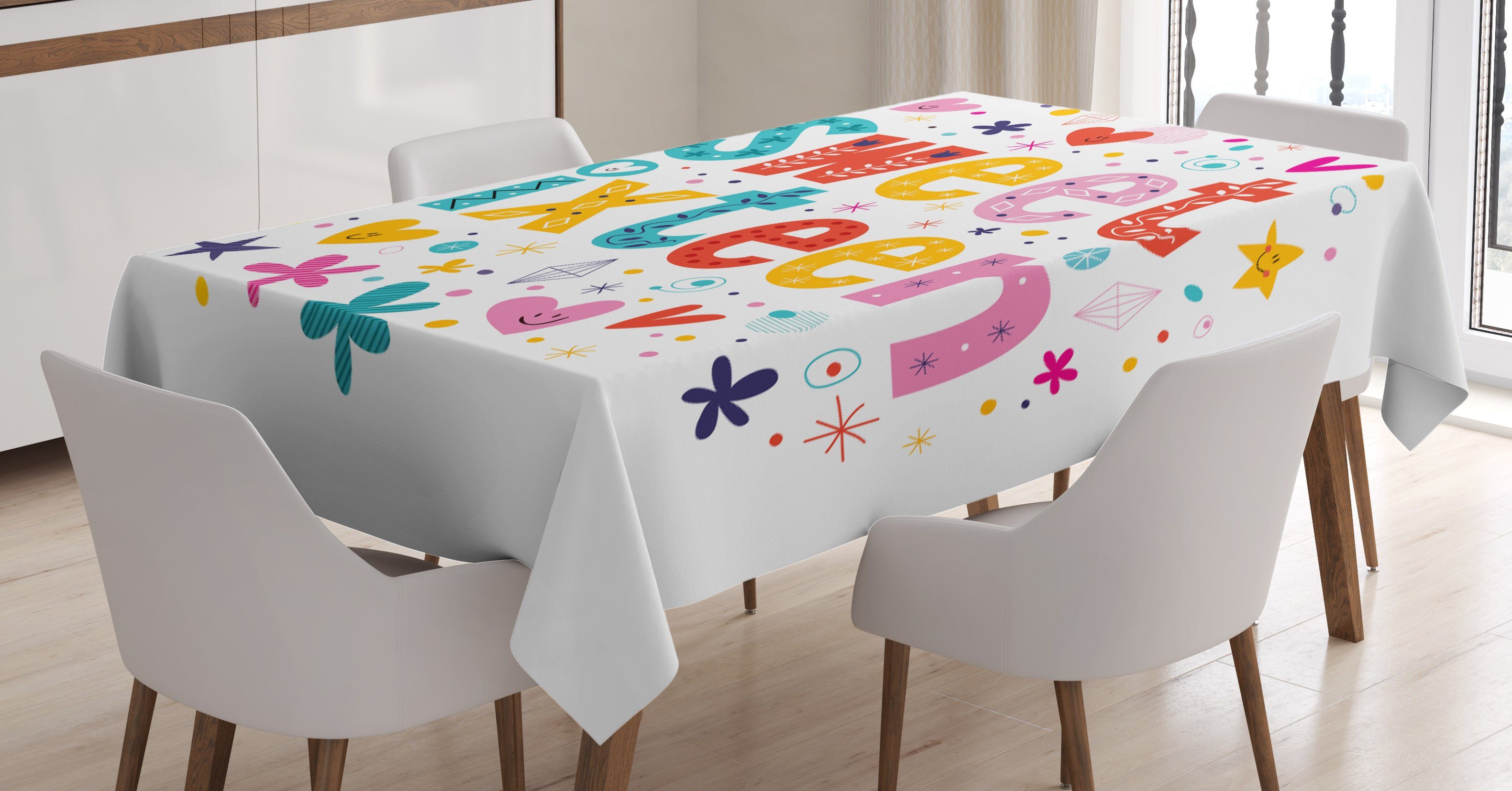 Abakuhaus Tischdecke Farbfest Waschbar Für den Außen Bereich geeignet Klare Farben, Bunt 16 Blüten