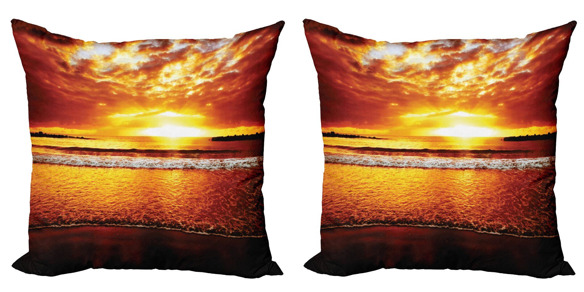Kissenbezüge Modern Accent Doppelseitiger Digitaldruck, Ozean Abakuhaus Sommer Stück), (2 Sonnenuntergang Bunte