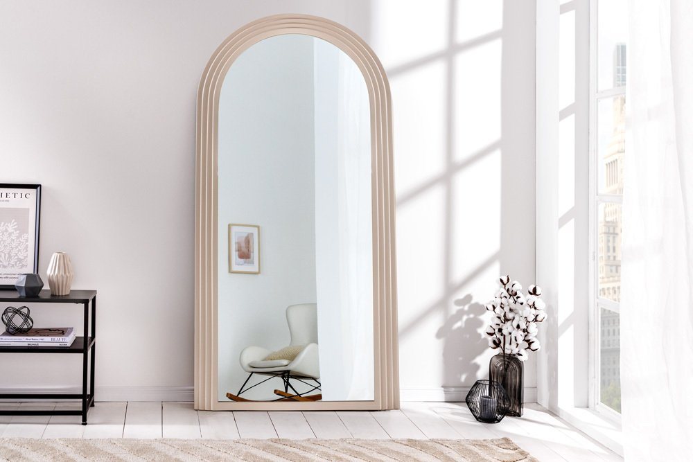 riess-ambiente Spiegel ART DECO 160cm greige (Einzelartikel, 1-St), Flur · Kunststoff · Rahmen · Rundbogen · Ganzkörper · Groß · Modern