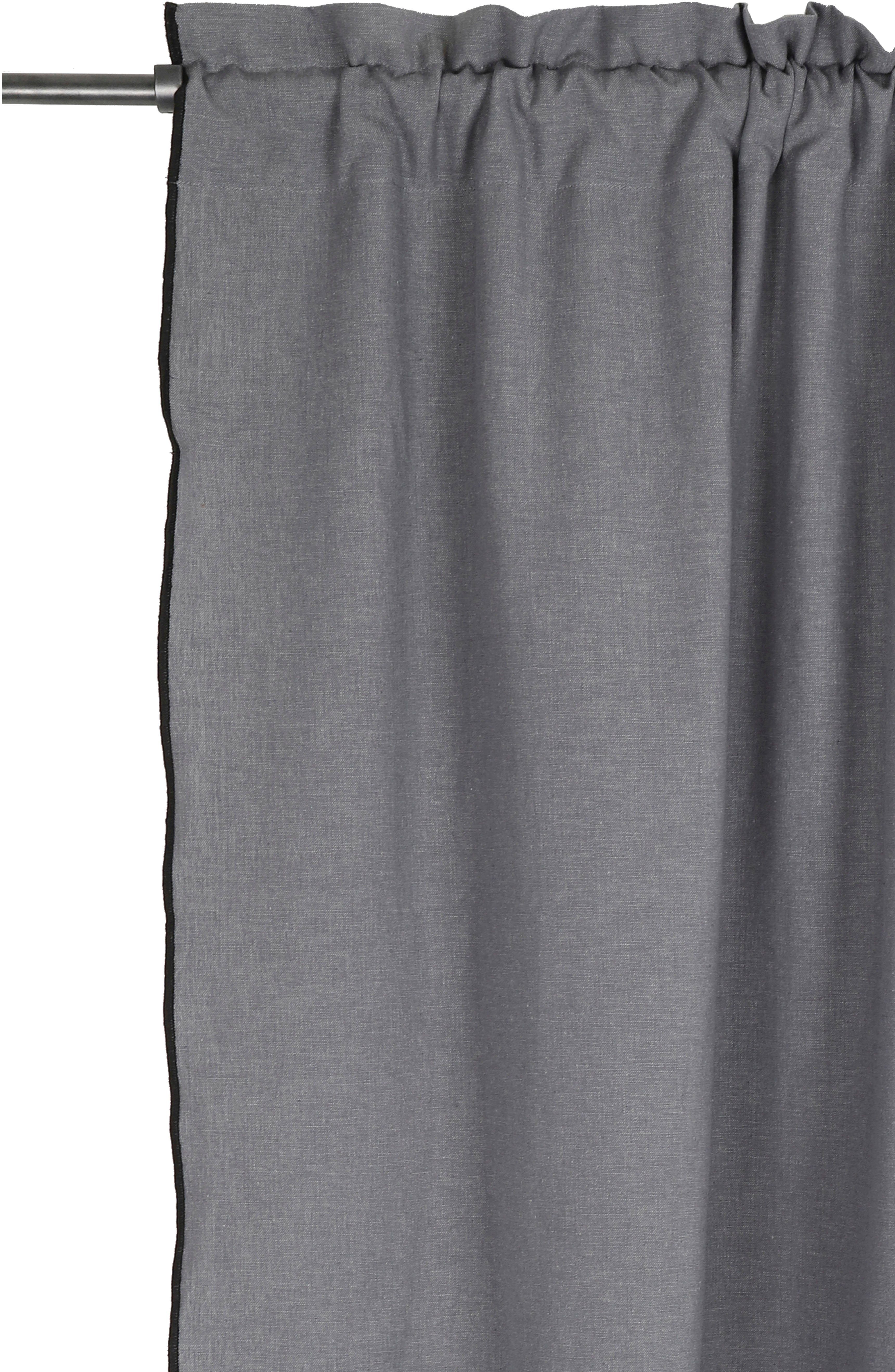 Vorhang Ellen, andas, Stangendurchzug (1 grau verschiedene mit blickdicht, Overlocknaht, blickdicht, Größen schwarzen St), Unifarben