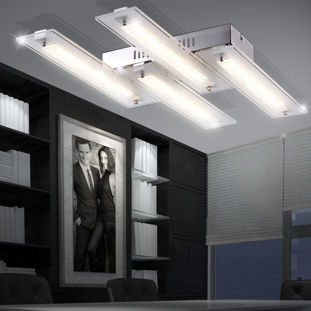 Globo LED Warmweiß, quadratisch Lampe Kristall 28,8 Decken Wohnraum LED-Leuchtmittel Watt Beleuchtung LED Deckenleuchte, fest verbaut