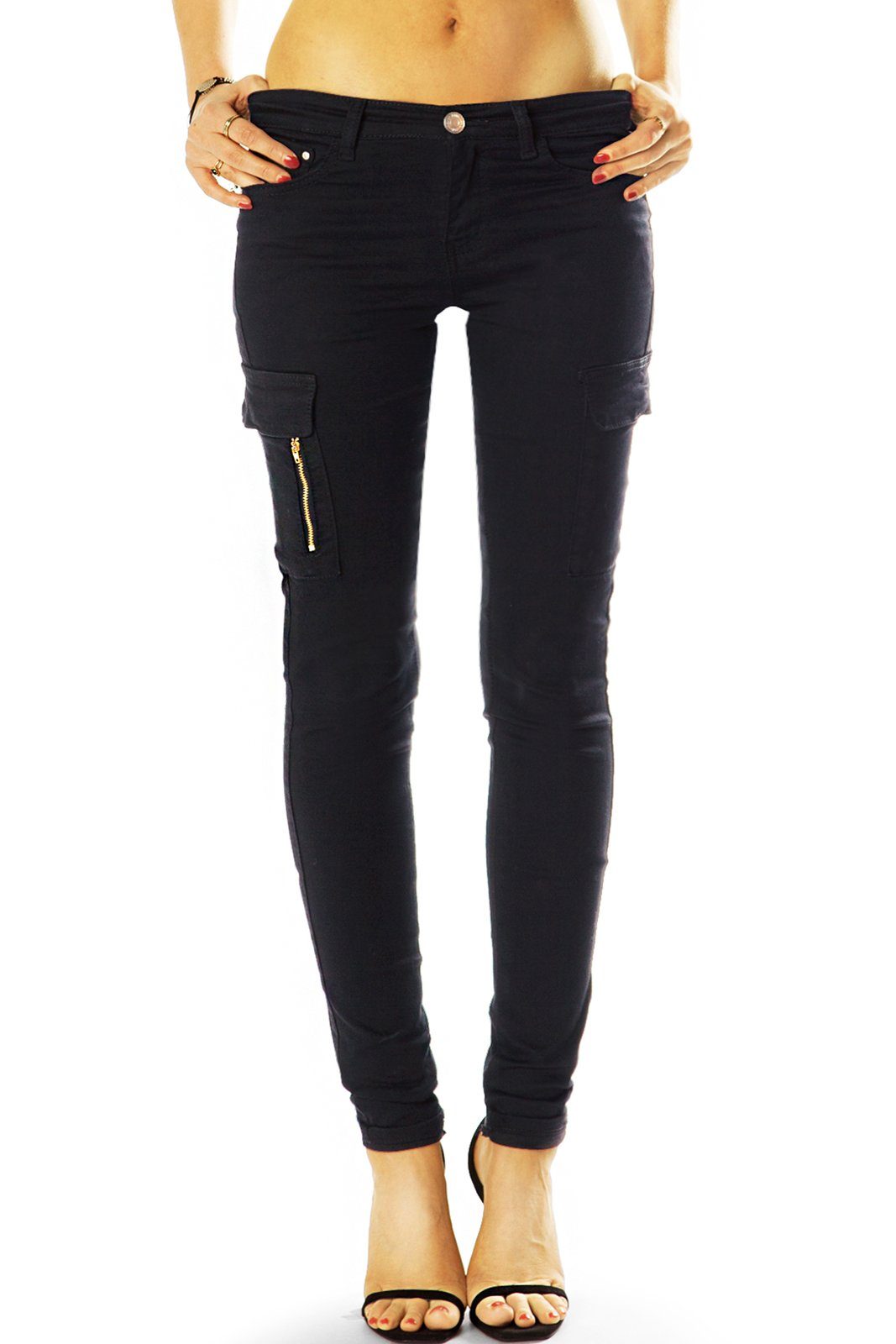 Cargojeans Cargo Hosen Slimfit low waist Hose stretch fit - Damen - j36l-1