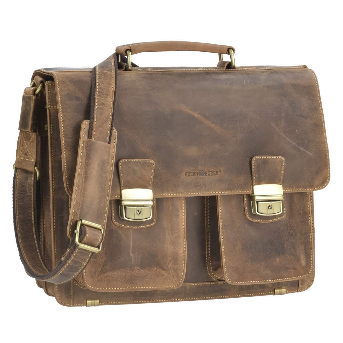 Lehrertasche, Greenburry Herren, für Vintage, Aktentasche Businesstasche, Damen, für rustikal
