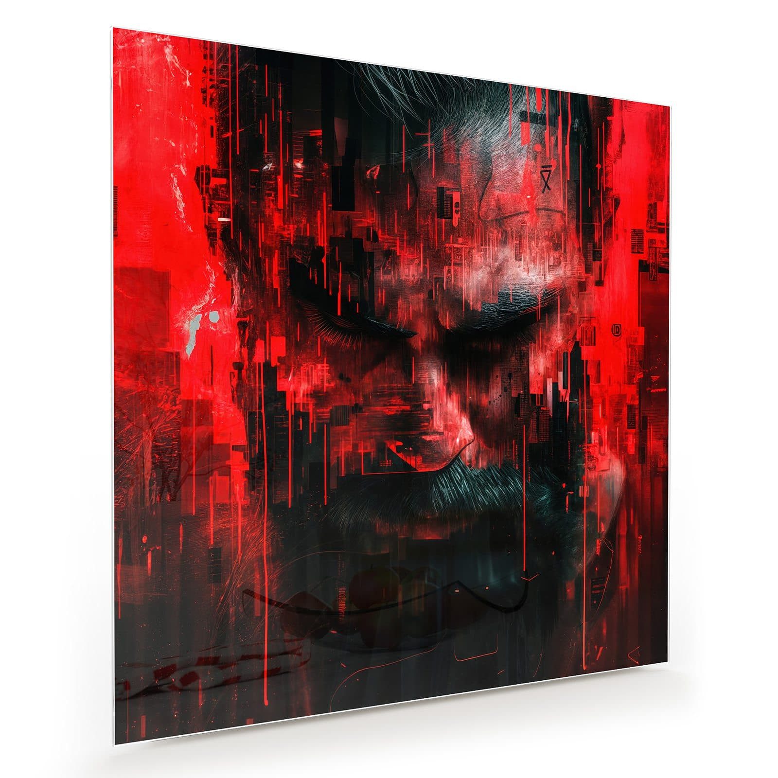 Primedeco Glasbild Wandbild Quadratisch Abstrakte Digital Kunst mit Aufhängung, Abstrakte Kunst (21 verschiedene Größen, 1 St), Elegante Aufhängung