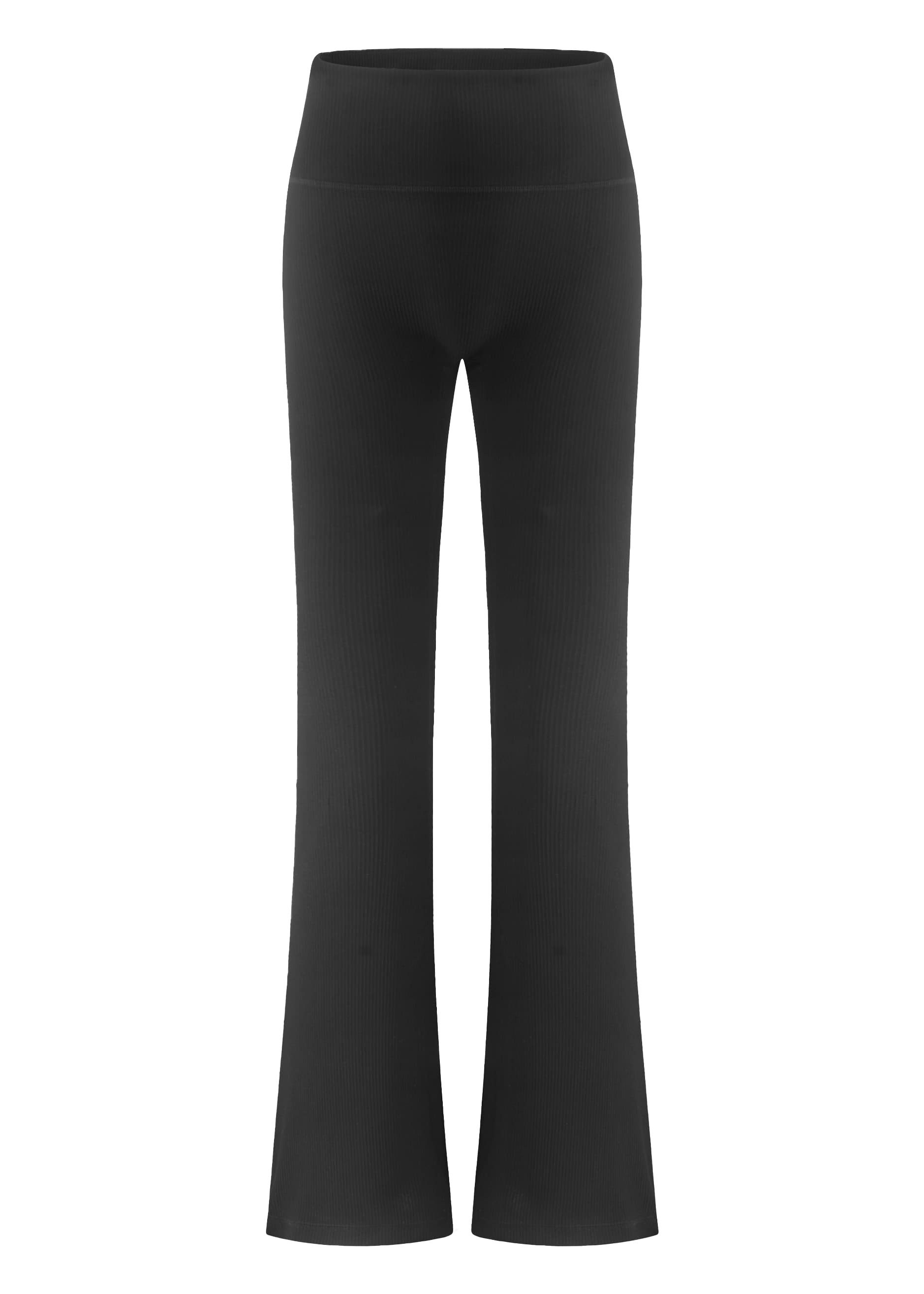 SASSYCLASSY Leggings Gerippte Sportleggings aus atmungsaktiven Material Figurbetonte High Waist Damen Leggings in Flare-Stil mit Rippstruktur