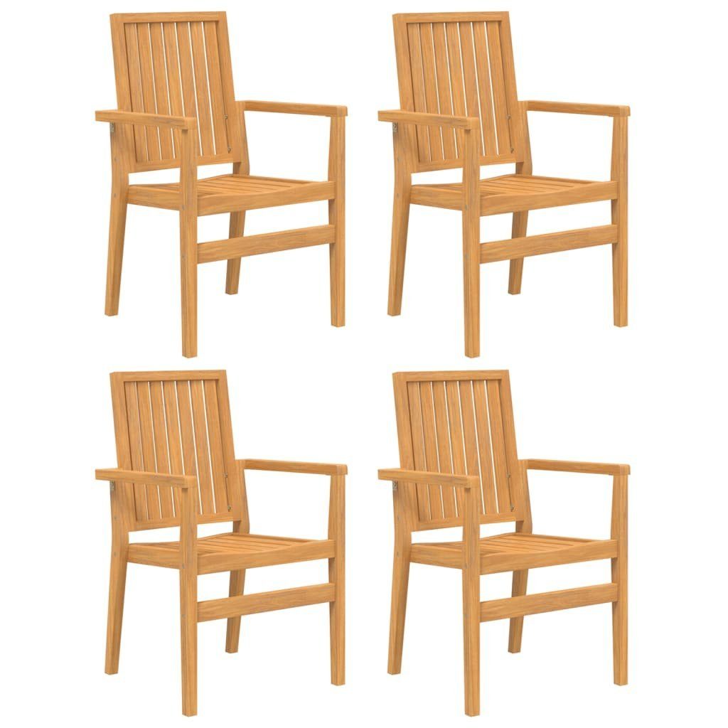 Holz Massivholz vidaXL 56,5x57,5x91 Set Gartenstühle Teak 4 cm Stapelbar Gartenstuhl Stk