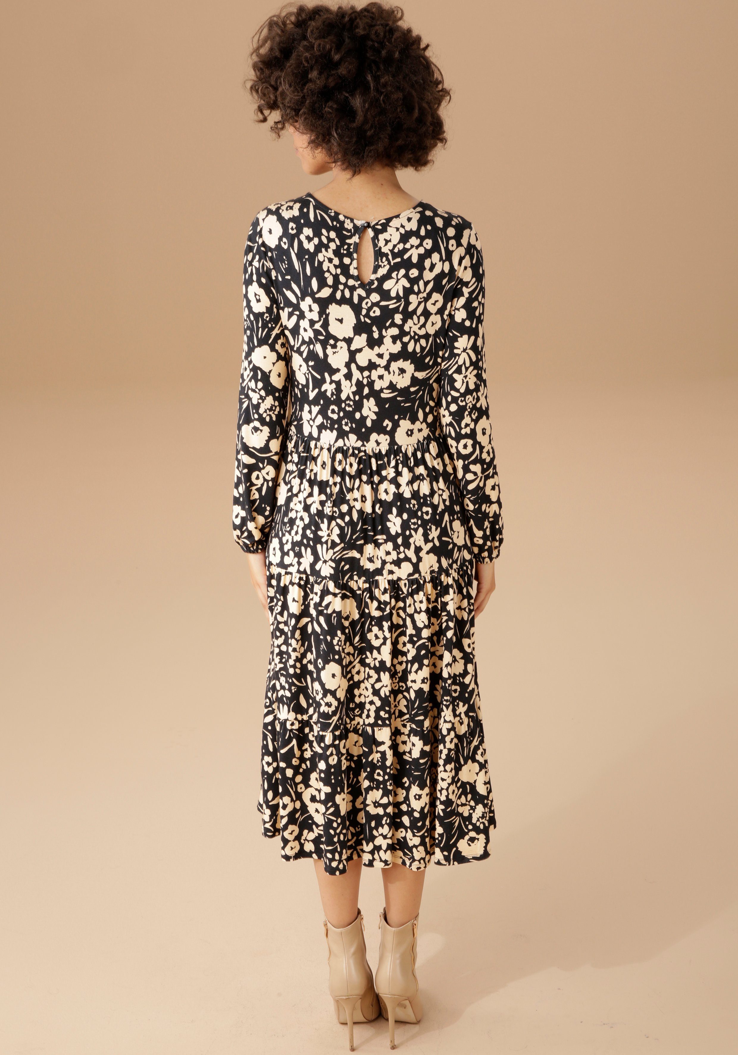 Aniston CASUAL Jerseykleid mit abstraktem Blumendruck