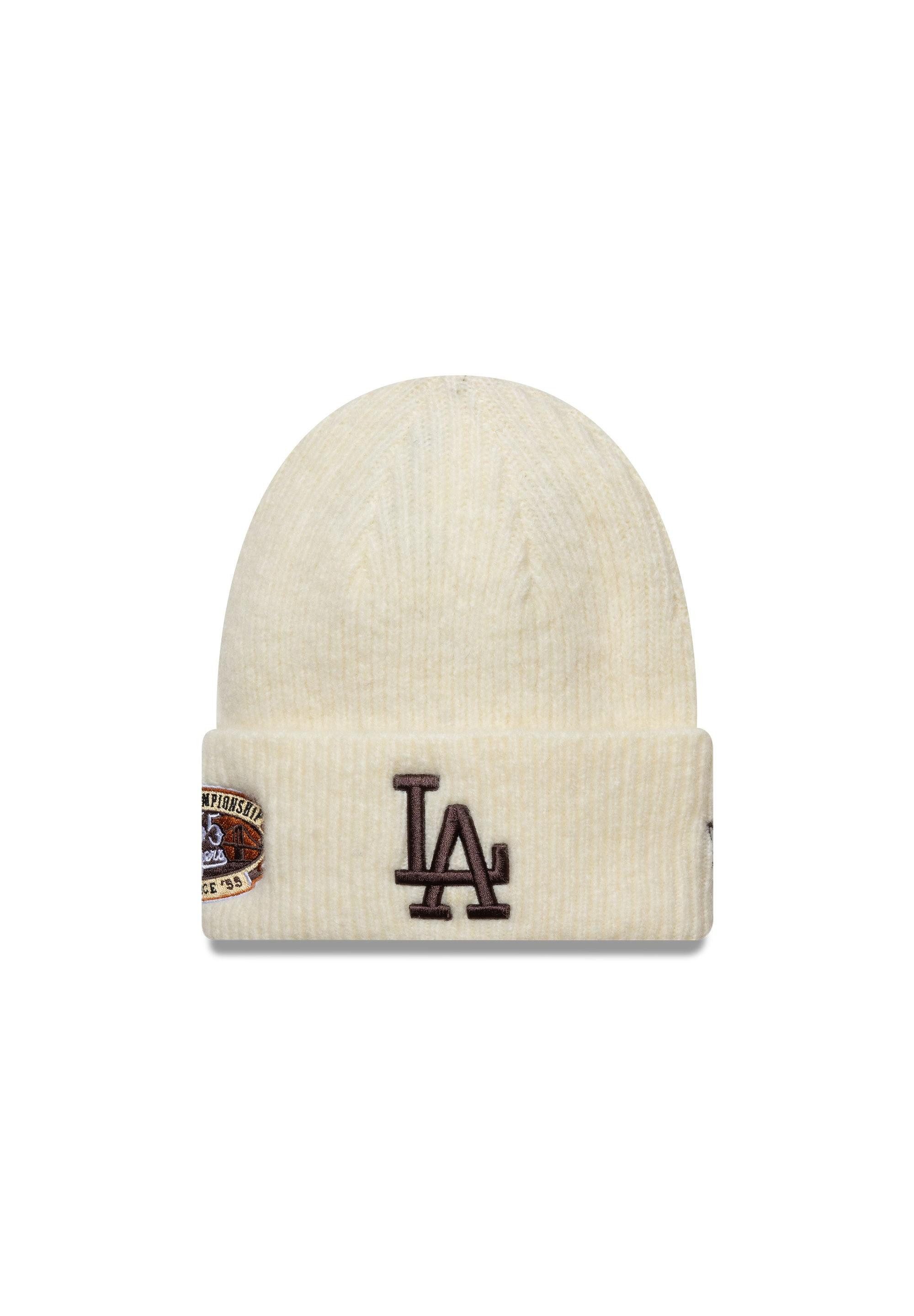 Bommelmütze New Era World Championship Sidepatch Beanie Los Angeles Dodgers creme