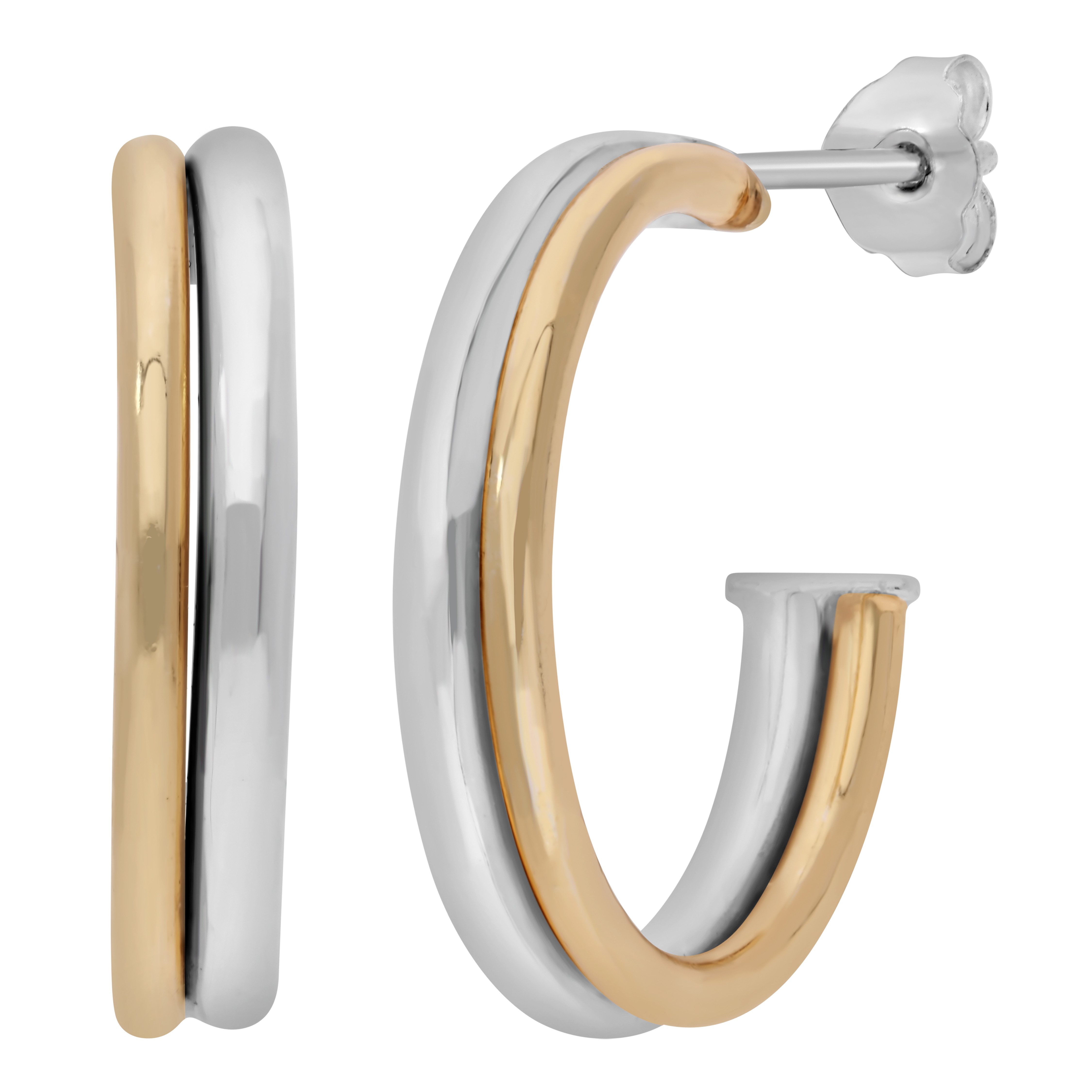 Paar Creolen Schmuck Geschenk Silber 925 Ohrschmuck Ohrringe bicolor