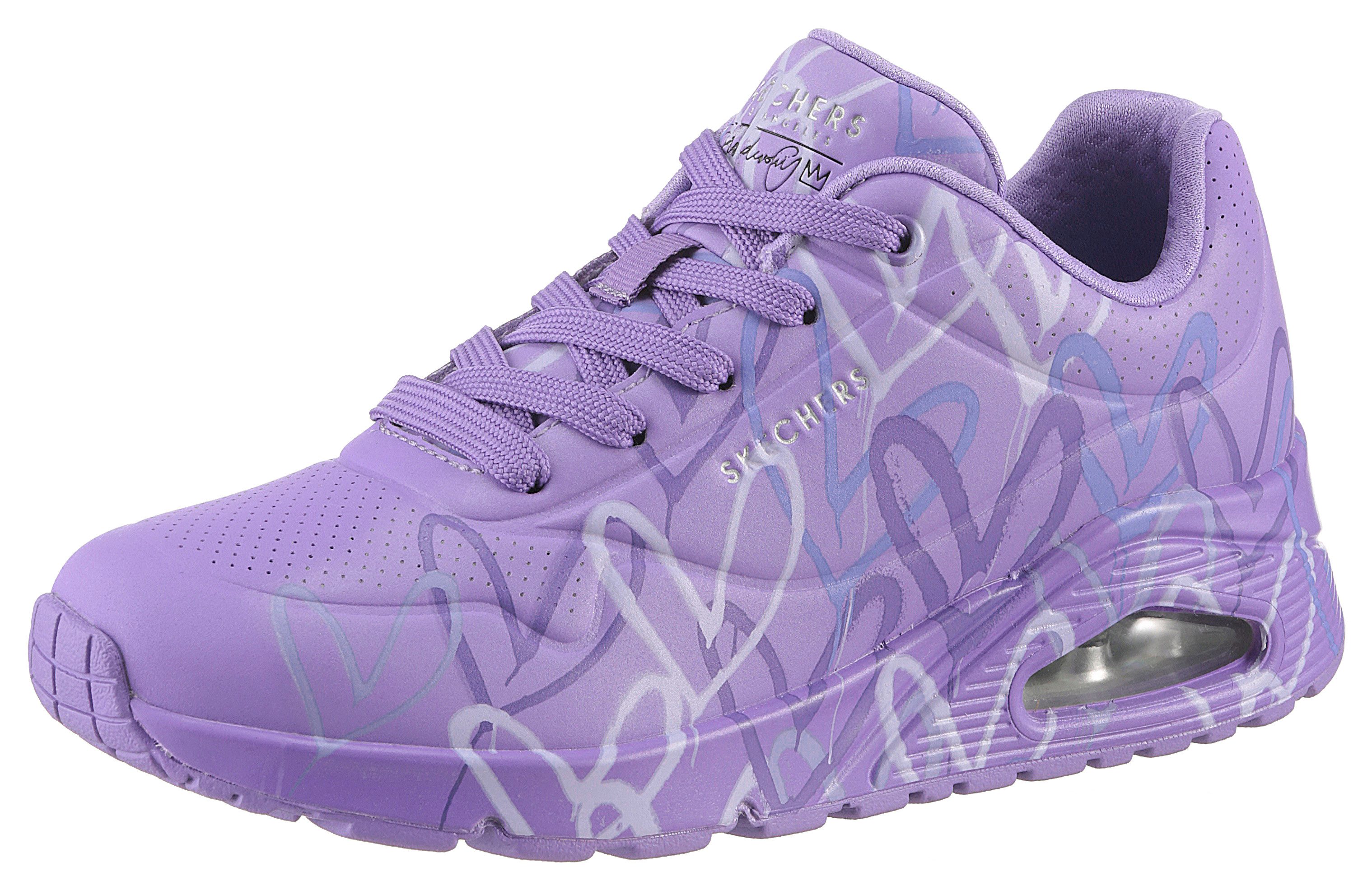 Skechers UNO-SPREAD THE LOVE Wedgesneaker Freizeitschuh, Halbschuh, Schnürschuh mit coolem Graffiti-Print