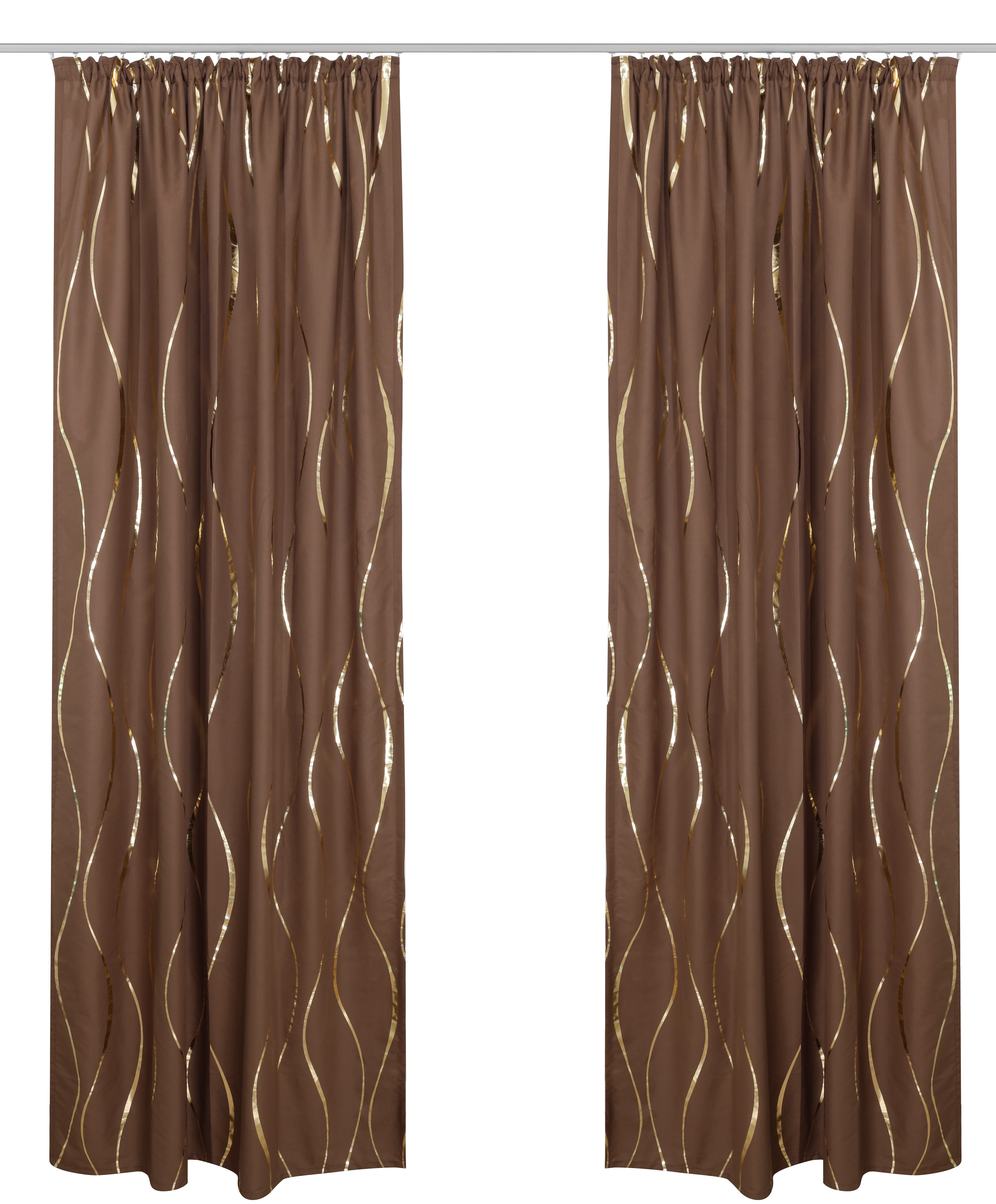 OTTO home Gardine Quinnton (2 St), Kräuselband, blickdicht, Blickdicht, 2er‑Set. Metallic‑Akzenten, Kräuselband