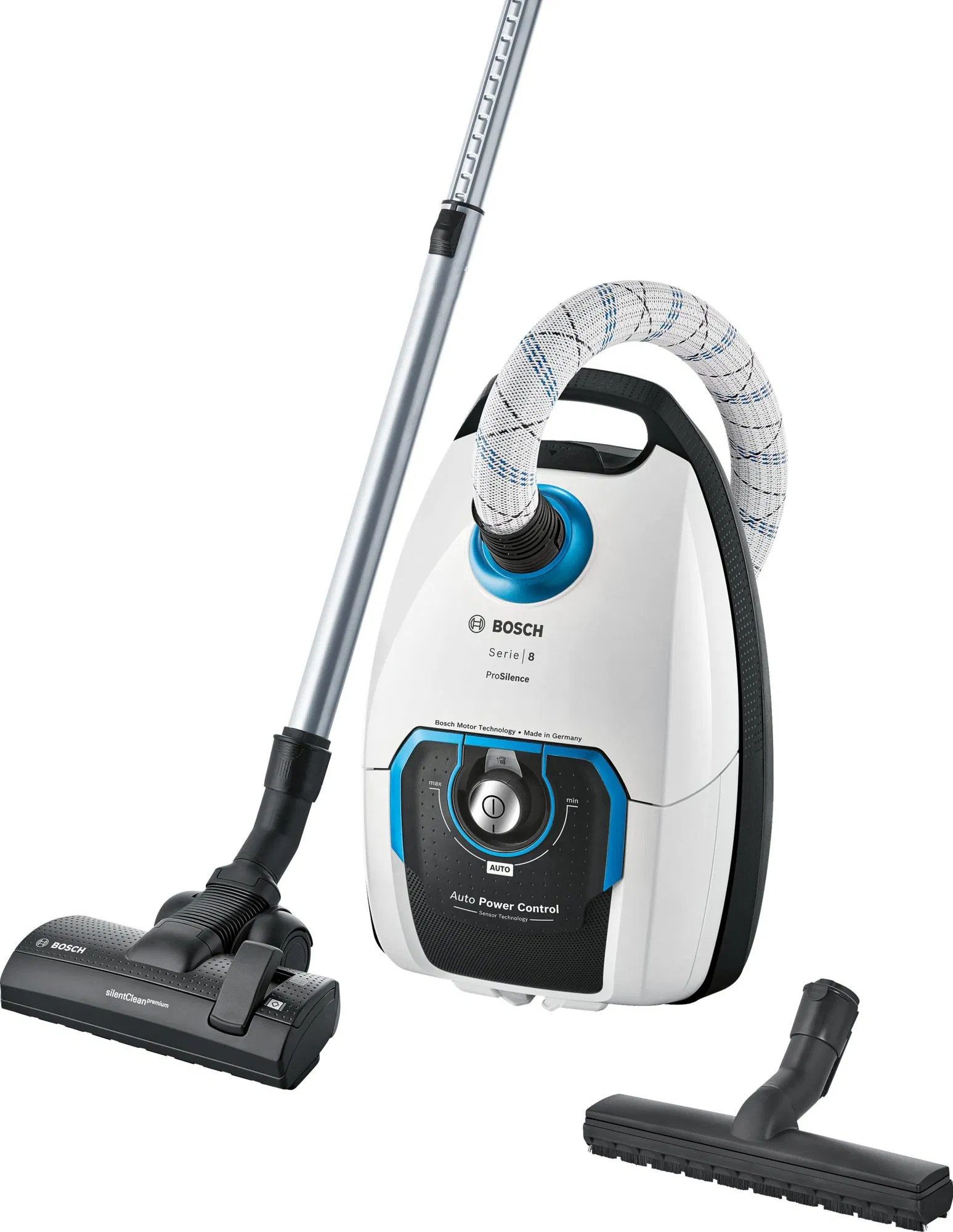 BOSCH Bodenstaubsauger BGL8SIL5 In'genius ProSilence Kabel, 800 W, mit Beutel, HEPA H13 (für Allergiker), 15 m Aktionsradius, 5 l Beutelvolumen