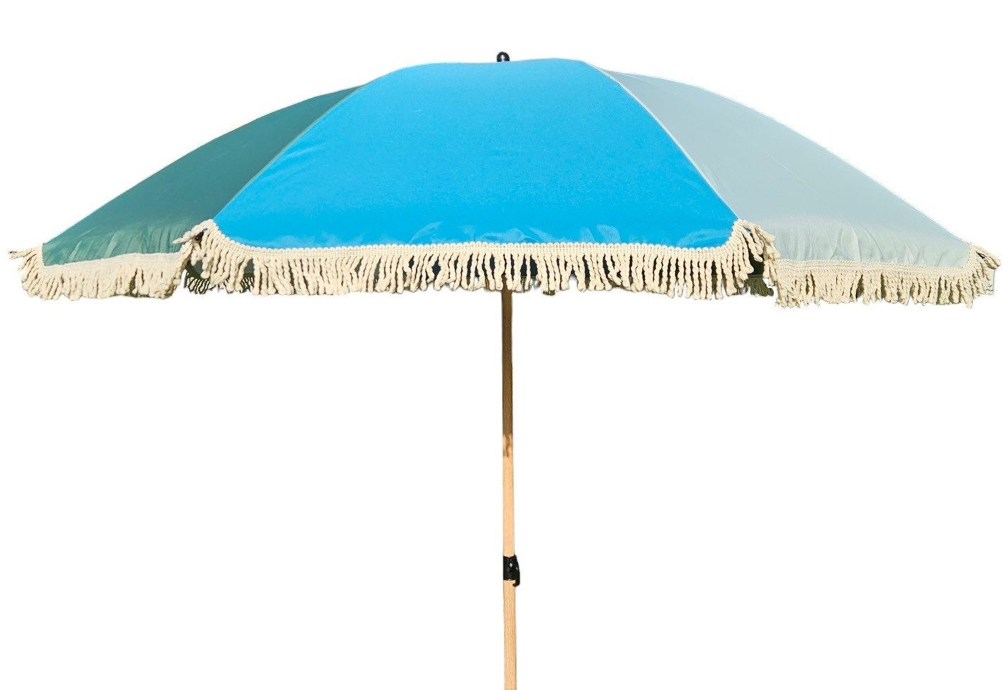 Meinposten Sonnenschirm Strandschirm Schirm UV Schutz Fransen BLAU GRÜN knickbar Ø 170 cm, abknickbar