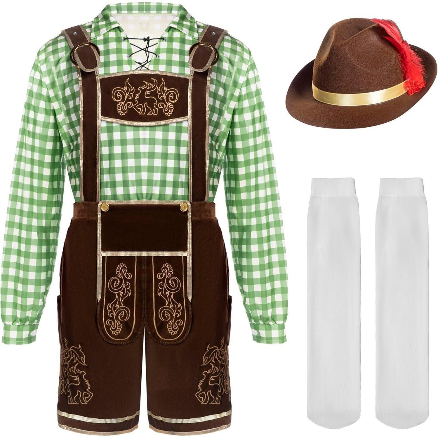 LuxusKollektion Trachten-Kostüm Kostümset Oktoberfest Bayern kariert Herren blau rot XXL Grün