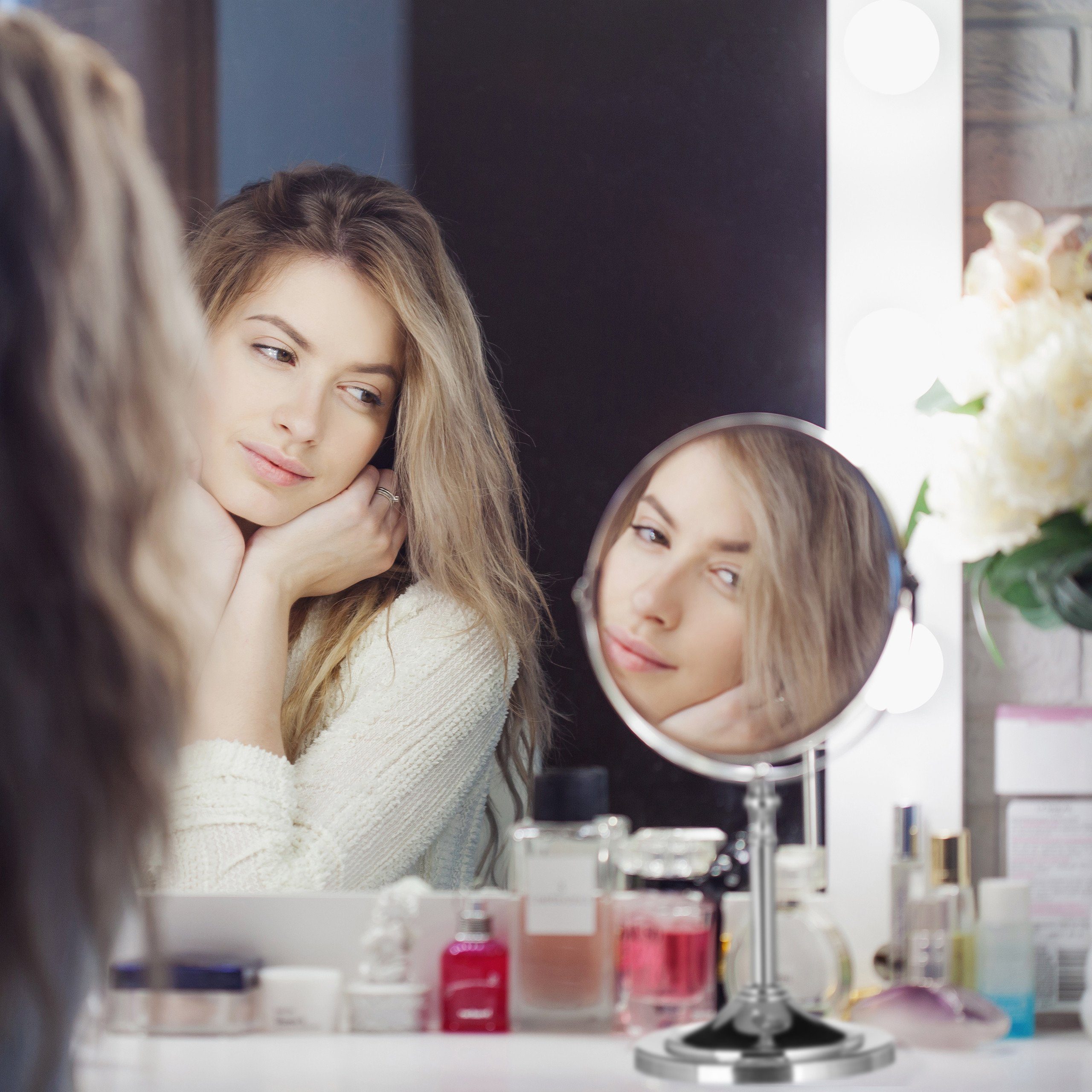 Kosmetikspiegel Kosmetikspiegel relaxdays stehend Vergrößerung mit