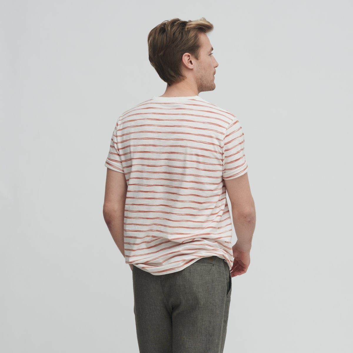 weichem aus besonders Sienna/Offwhite CRAFTS Luftiges ODIN T-Shirt Raw Slub-Garn Design LIVING